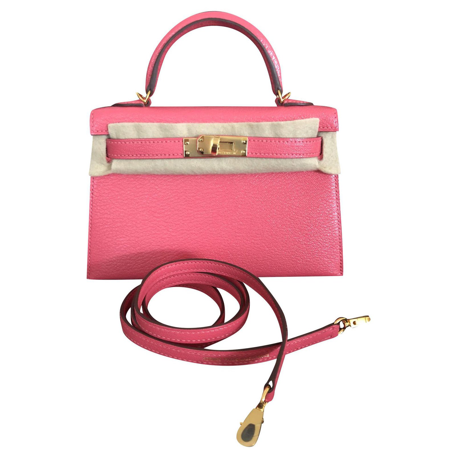 Kelly mini leather handbag Hermès Pink in Leather - 36710530