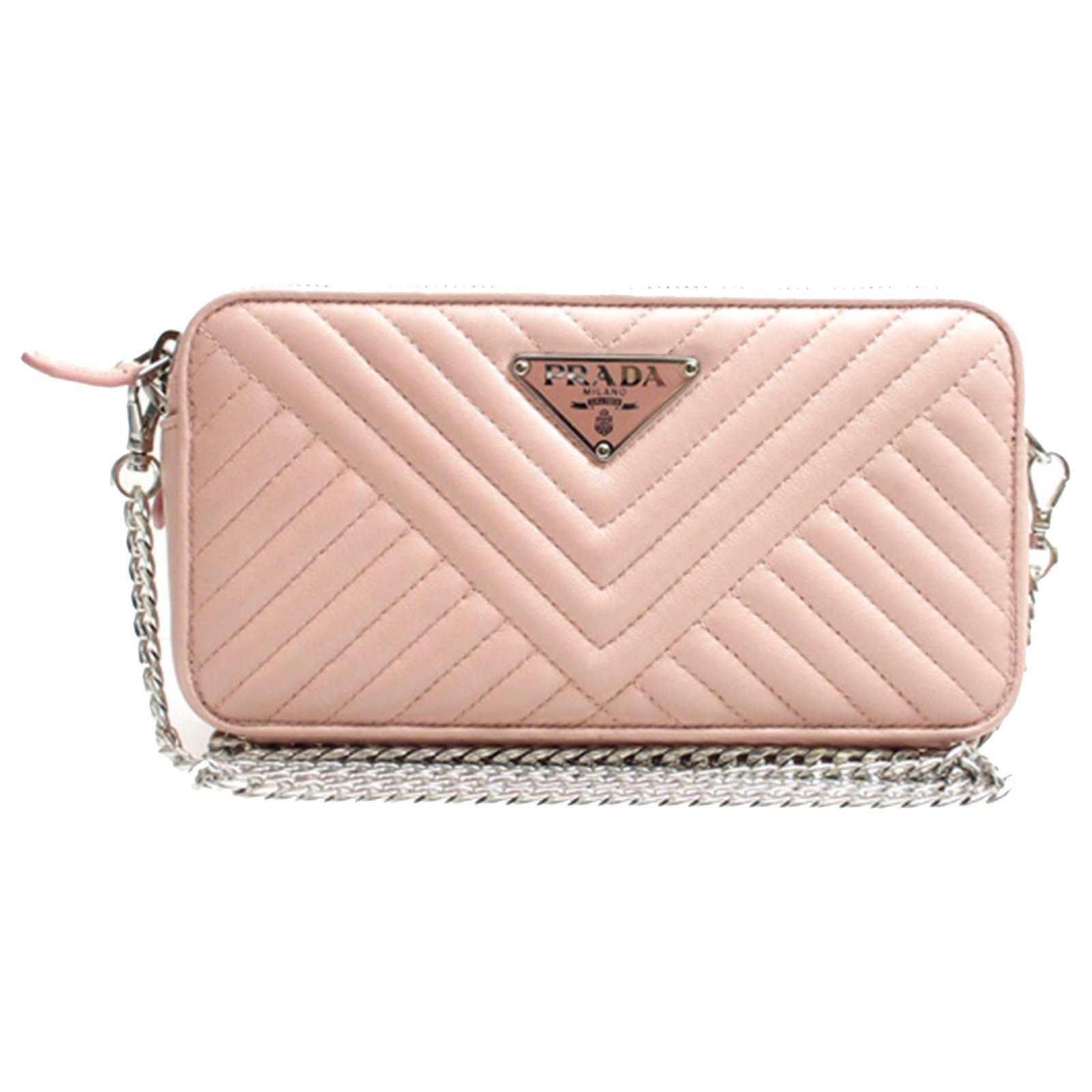 prada quilted leather wallet on chain