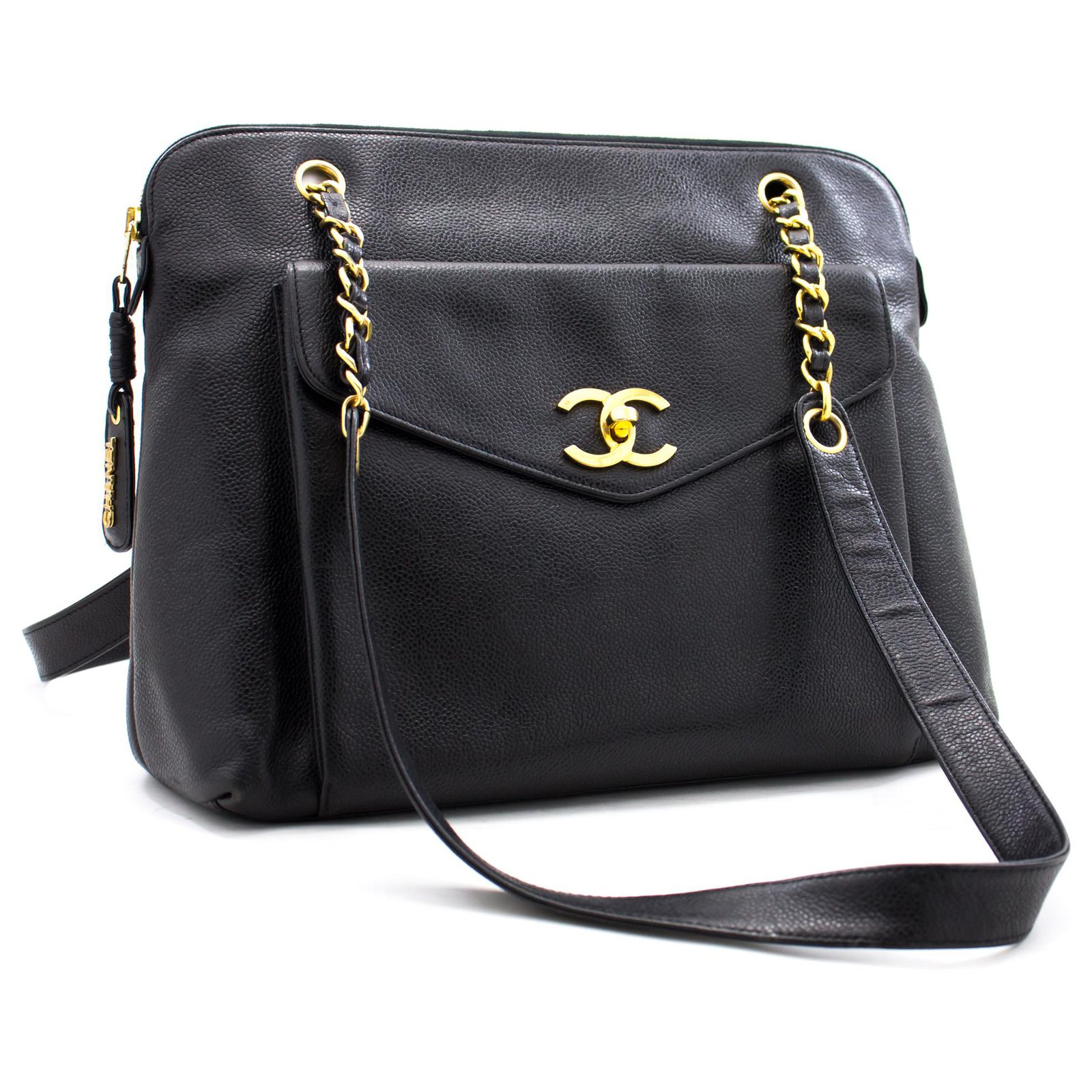 black chanel bag with gold chain