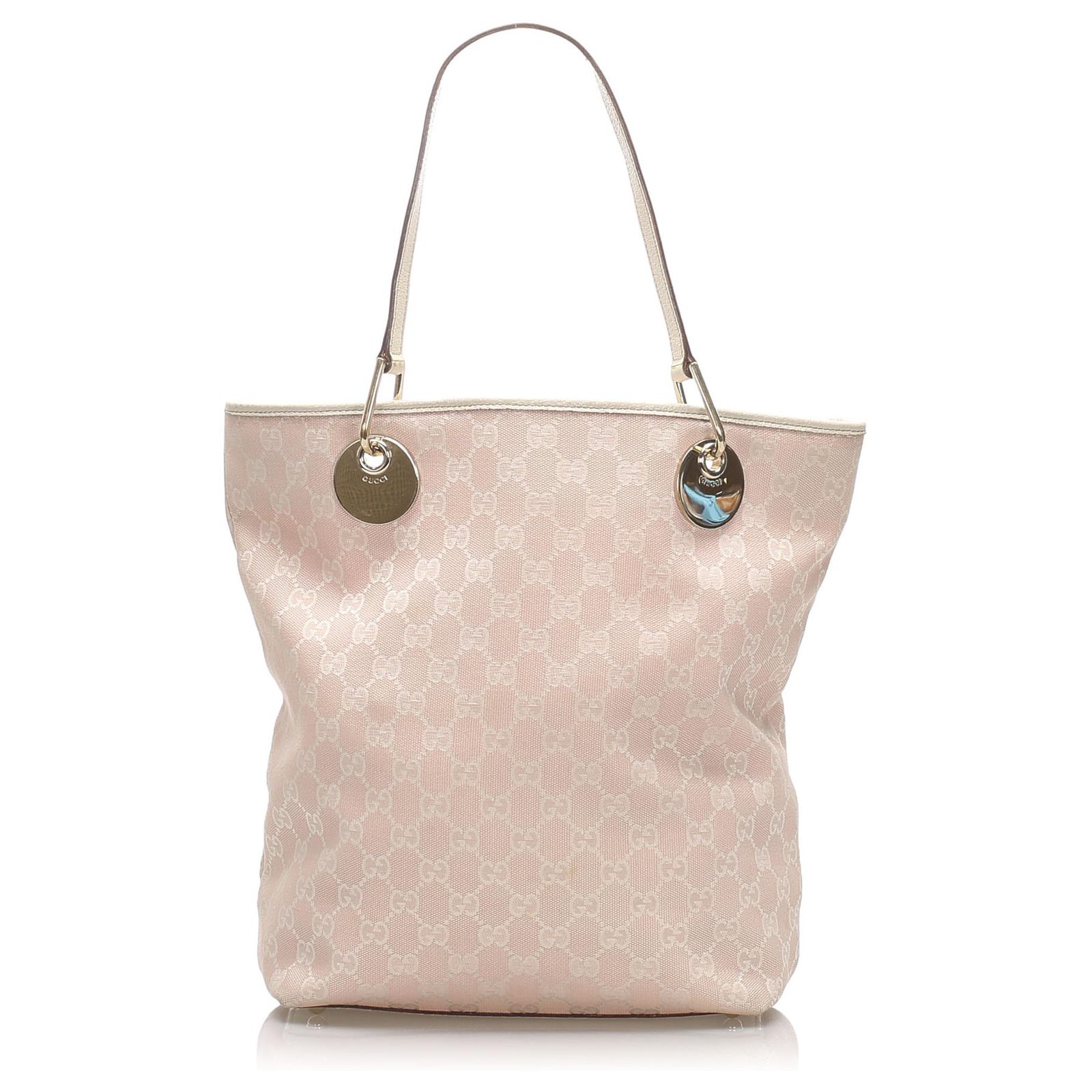 Gucci Pink GG Canvas Eclipse Tote Bag White Cream Leather Cloth Pony-style  calfskin Cloth ref.526128 - Joli Closet