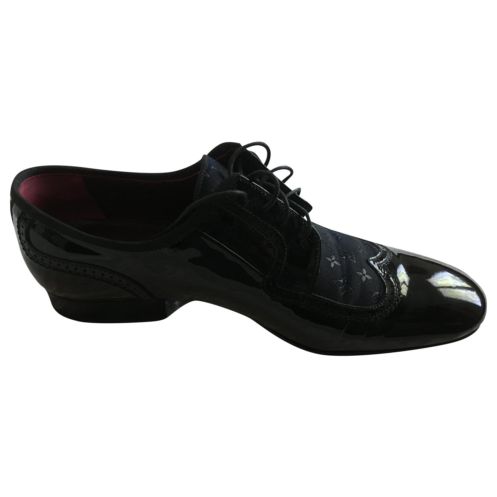 Louis Vuitton LV Black Patent Derby Shoes Leather ref.219215