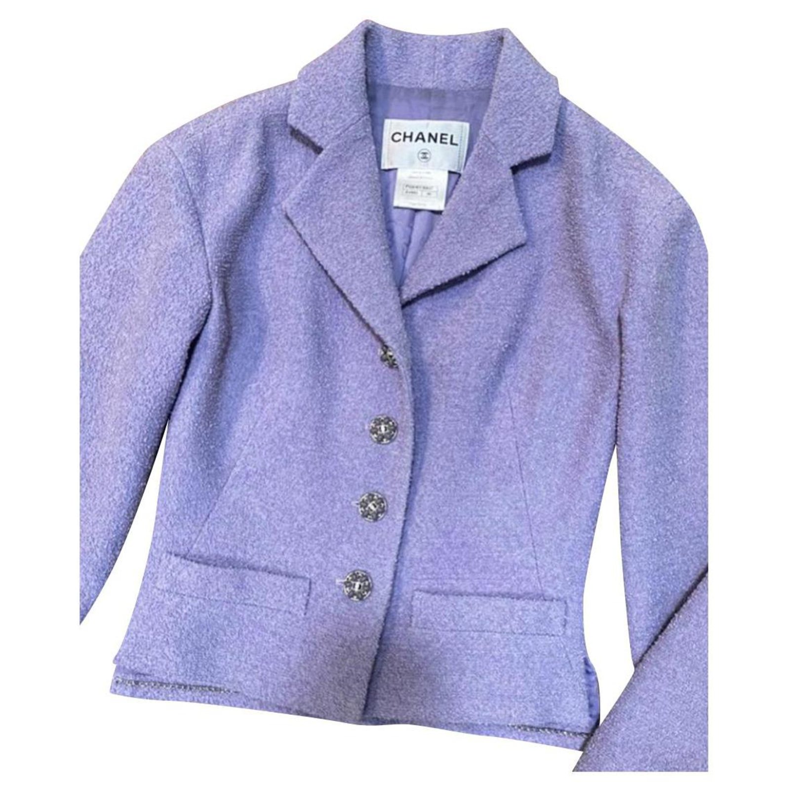 CHANEL  PURPLE SILKBLEND JACKET WITH CAMELLIA BROOCH  Chanel Handbags  and Accessories  2020  Sothebys