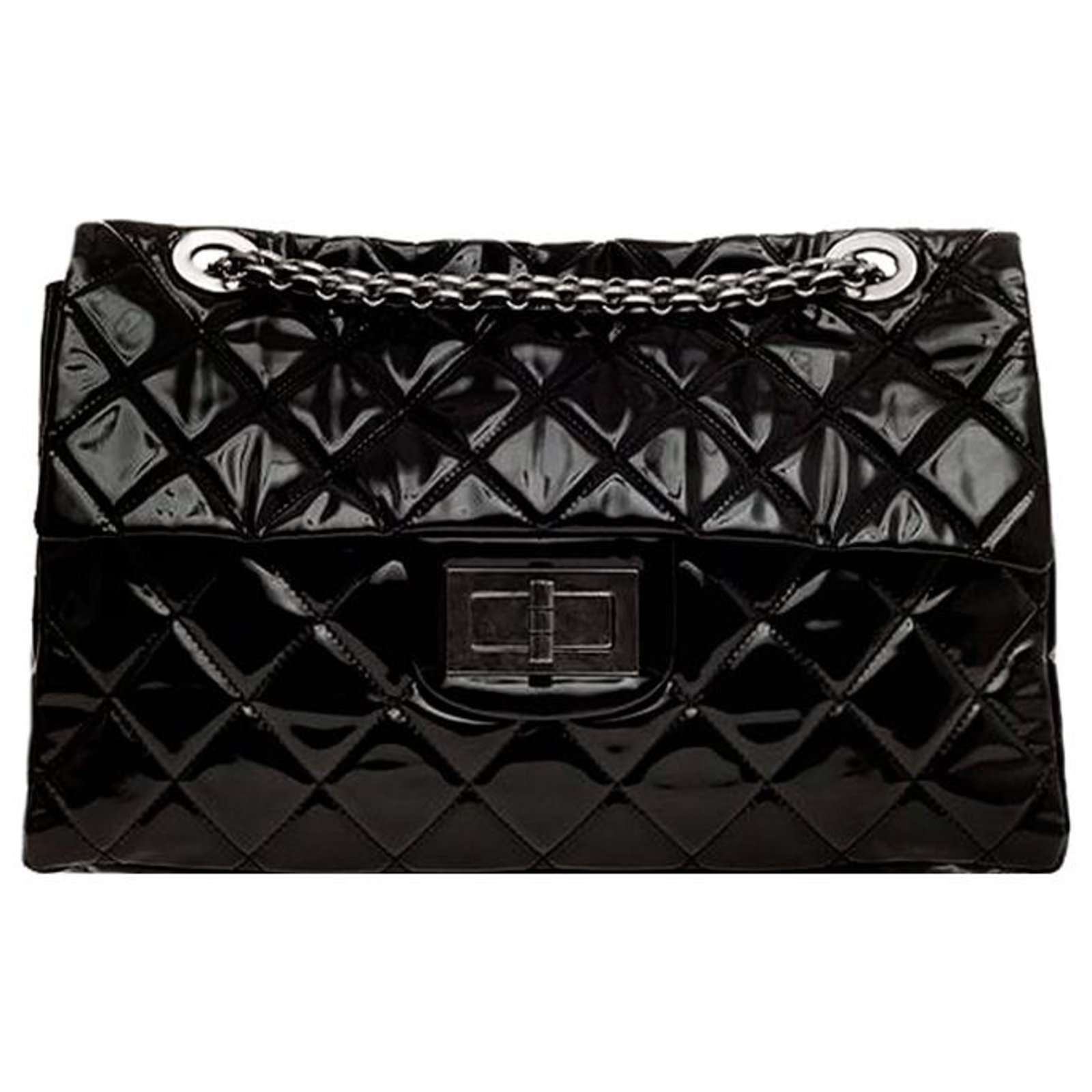 Chanel Super Maxi 2.55 Bag Black Patent leather ref.219656 - Joli