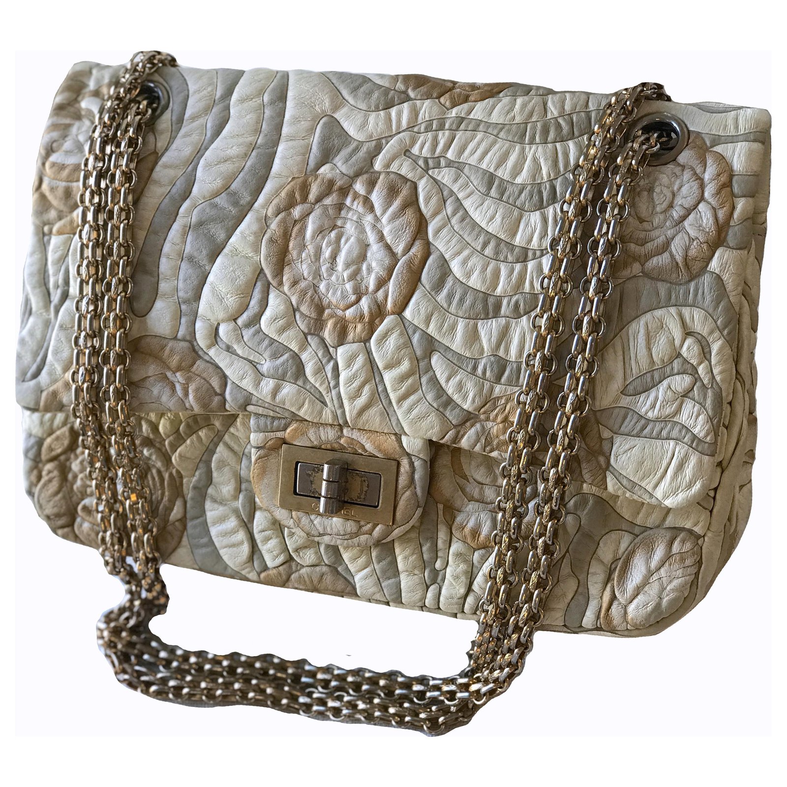 2.55 Chanel Collector's Medium 2 55 Dbl Flap Bag Beige Cream Leather  ref.219740 - Joli Closet