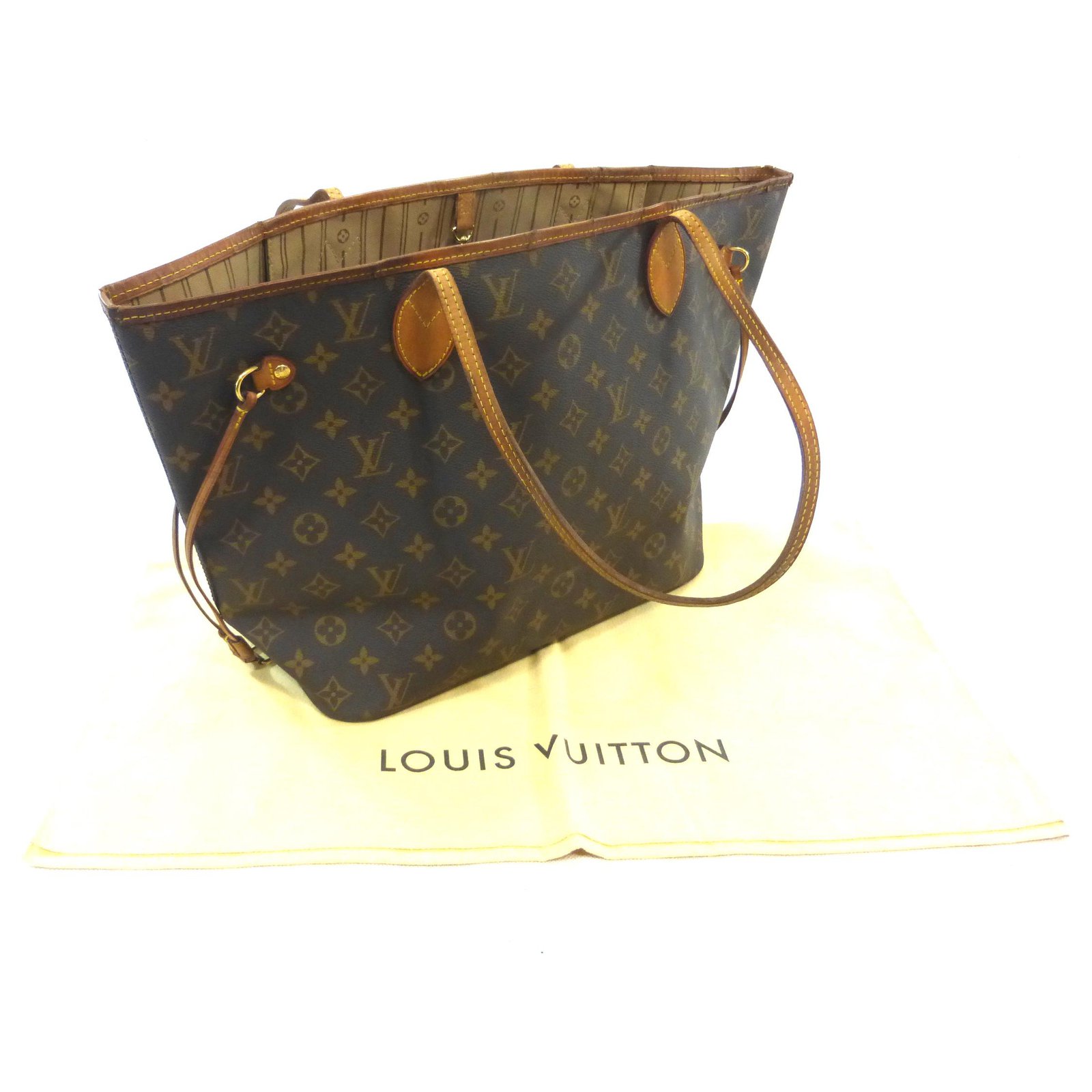 Louis Vuitton Neverfull MM Monogram Canvas Patches Brown Leather ref.803562  - Joli Closet