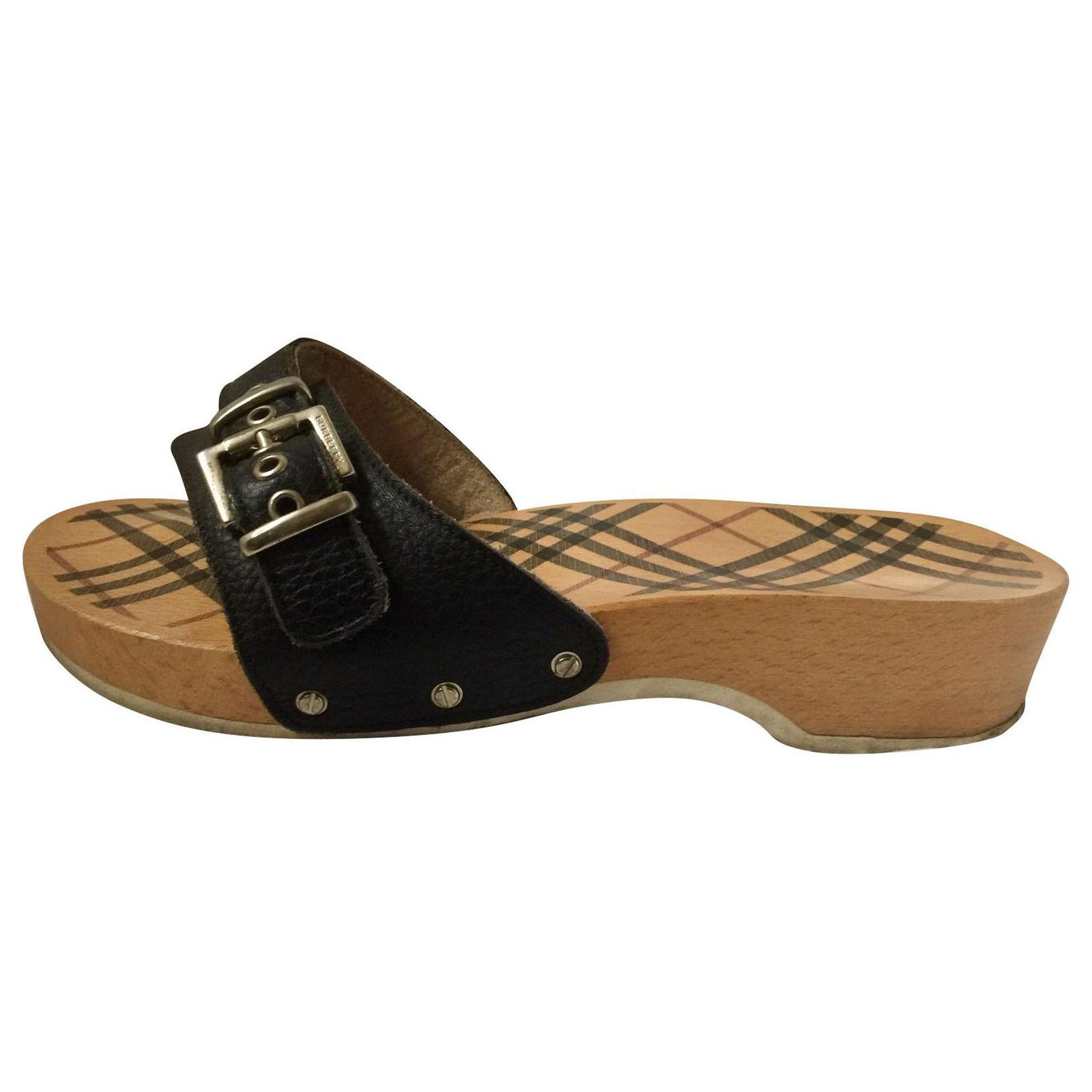 burberry wooden clogs