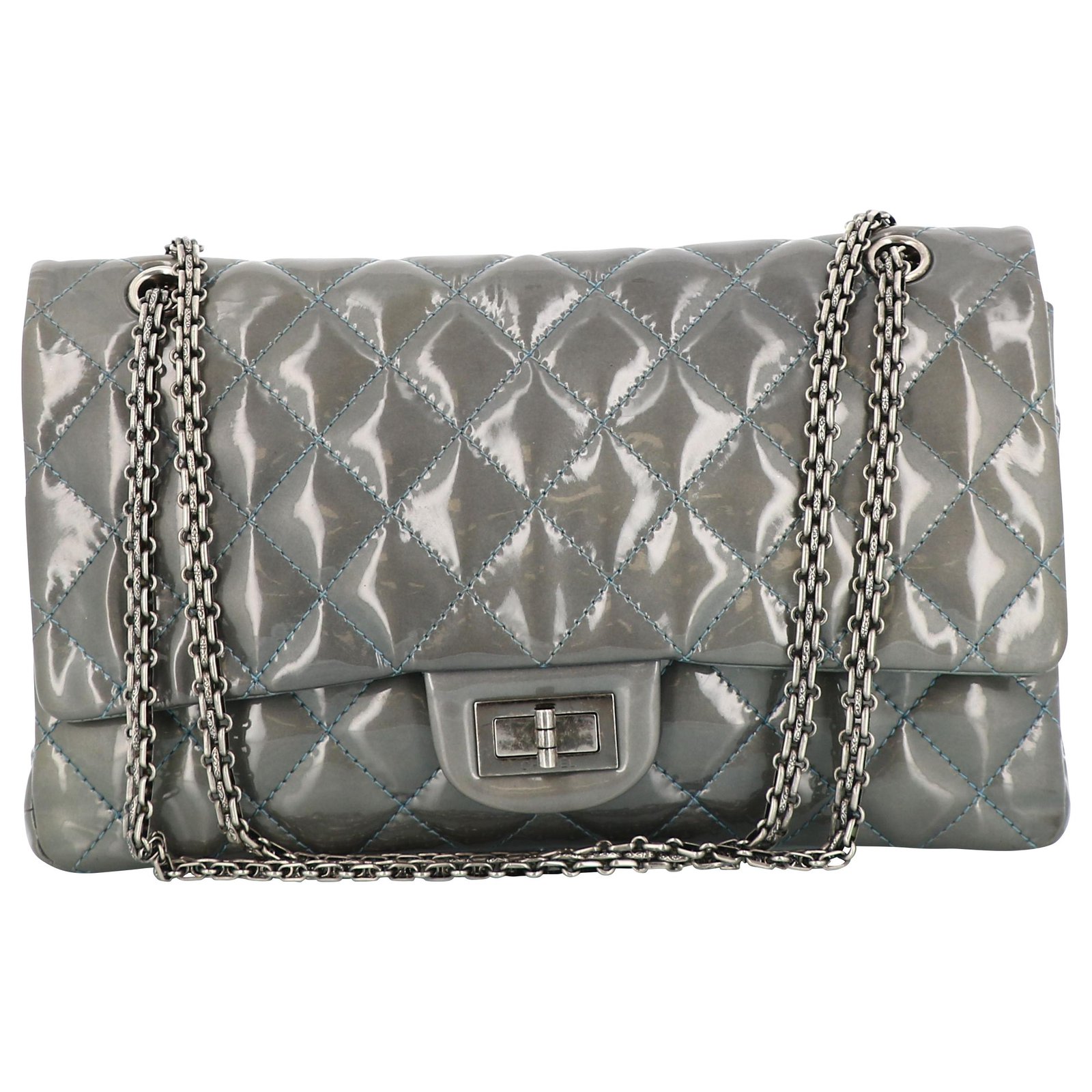 Chanel 2.55 Grey Patent leather ref.220651 - Joli Closet