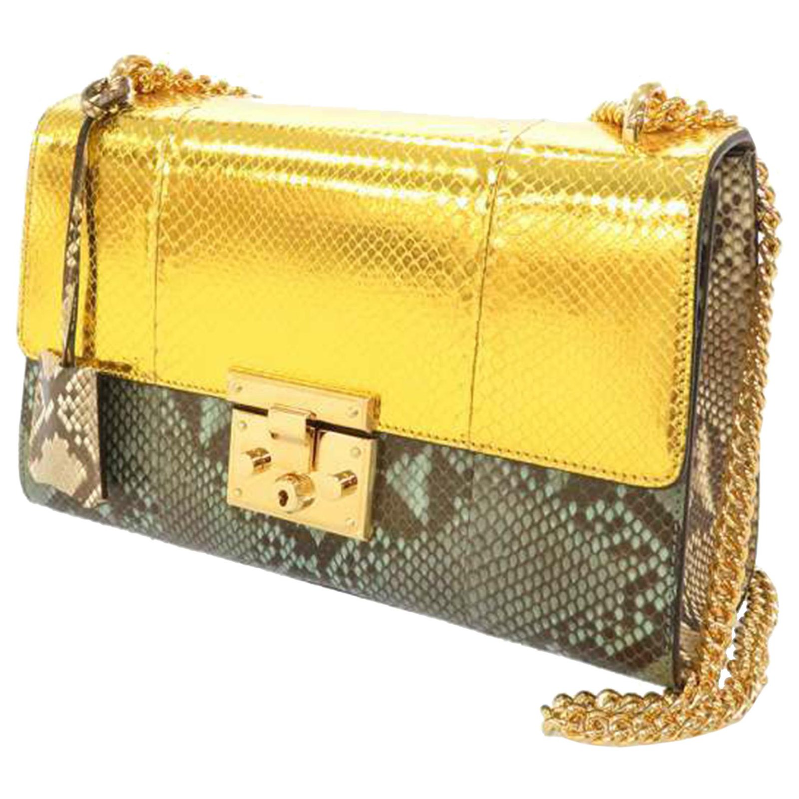 Gucci Gold Medium Padlock Python Leather Crossbody Bag Multiple colors  Golden ref.261832 - Joli Closet