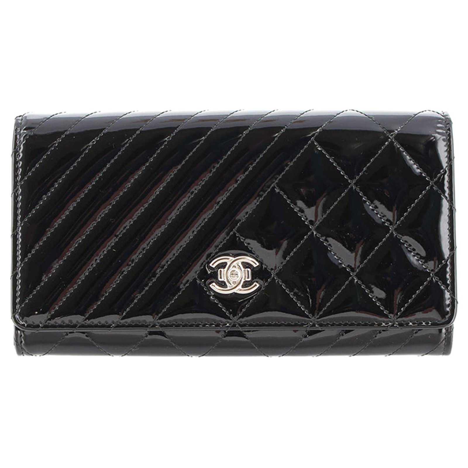 Ond Lab ordningen Chanel Black Coco Boy Patent Leather Flap Wallet ref.220769 - Joli Closet