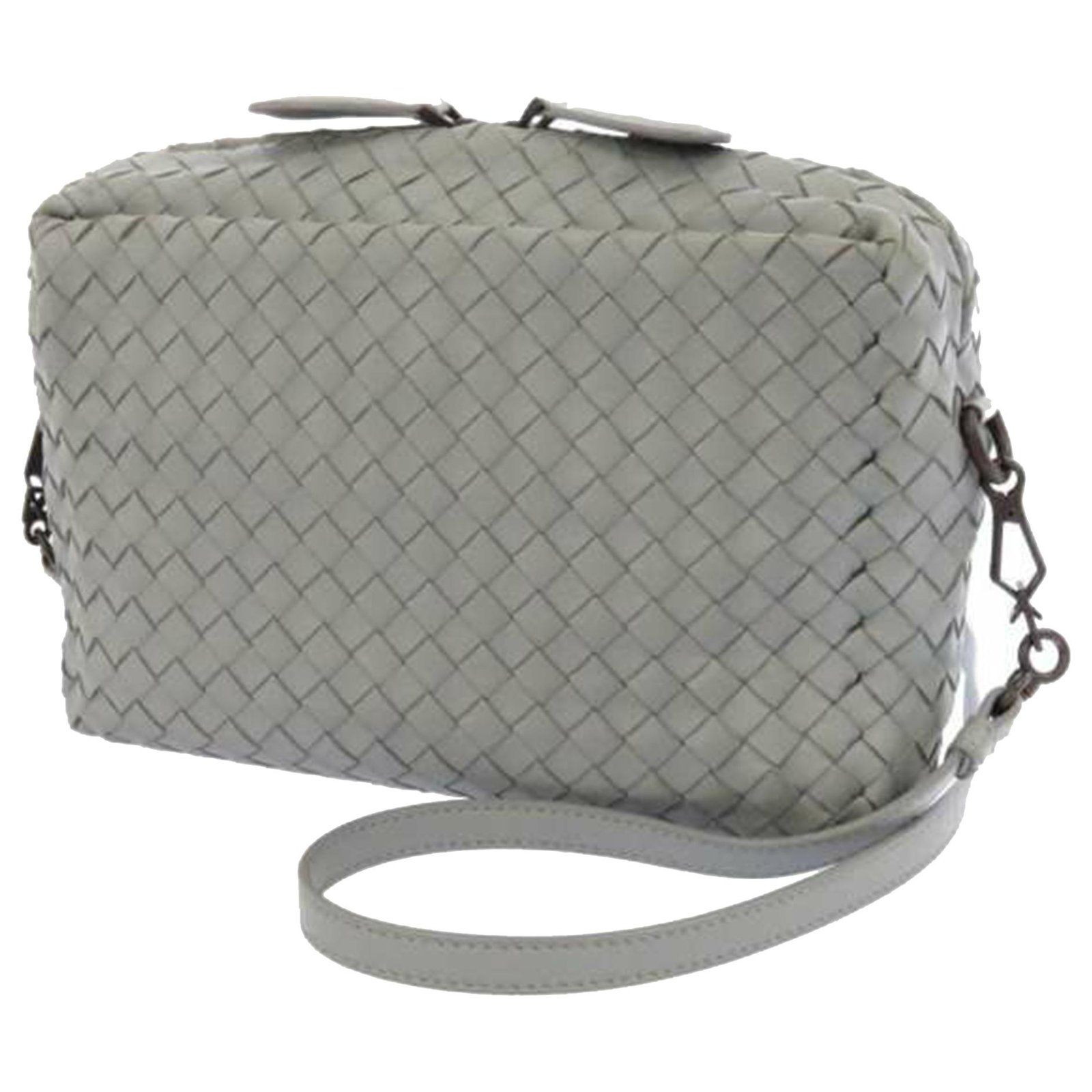 Bottega Veneta Gray Intrecciato Leather Crossbody Bag