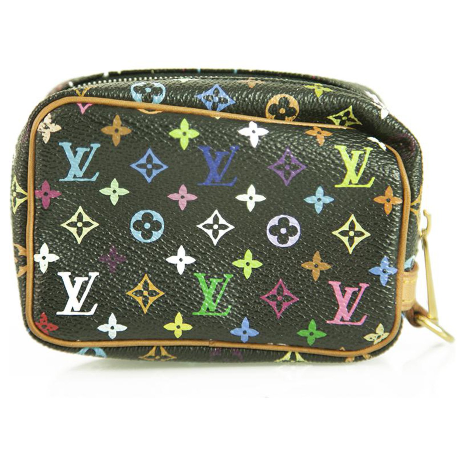 Louis Vuitton Black Murakami Multicolor Monogram mini zip square clutch bag  Multiple colors Leather ref.221013 - Joli Closet