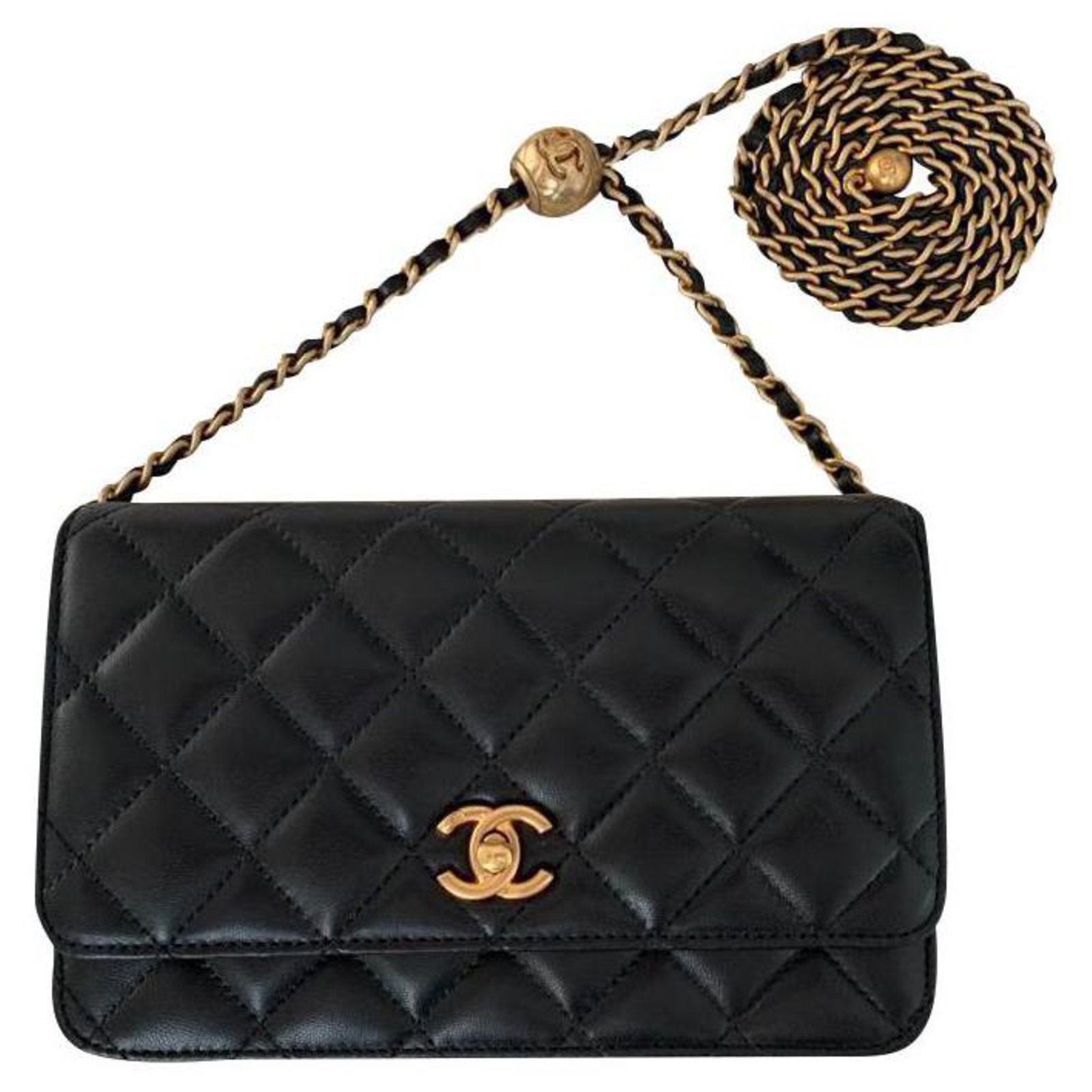 Chanel Heart Wallet on Chain WOC Black Lambskin Antique Gold Hardware   Madison Avenue Couture
