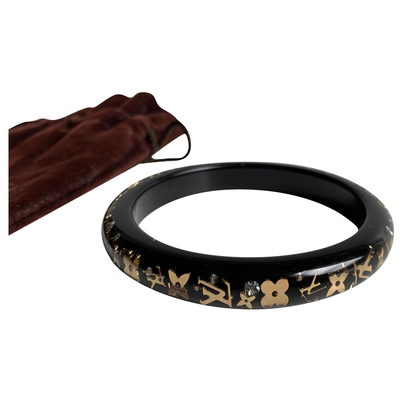 Louis Vuitton Inclusion bracelet Black Golden Chocolate Plastic