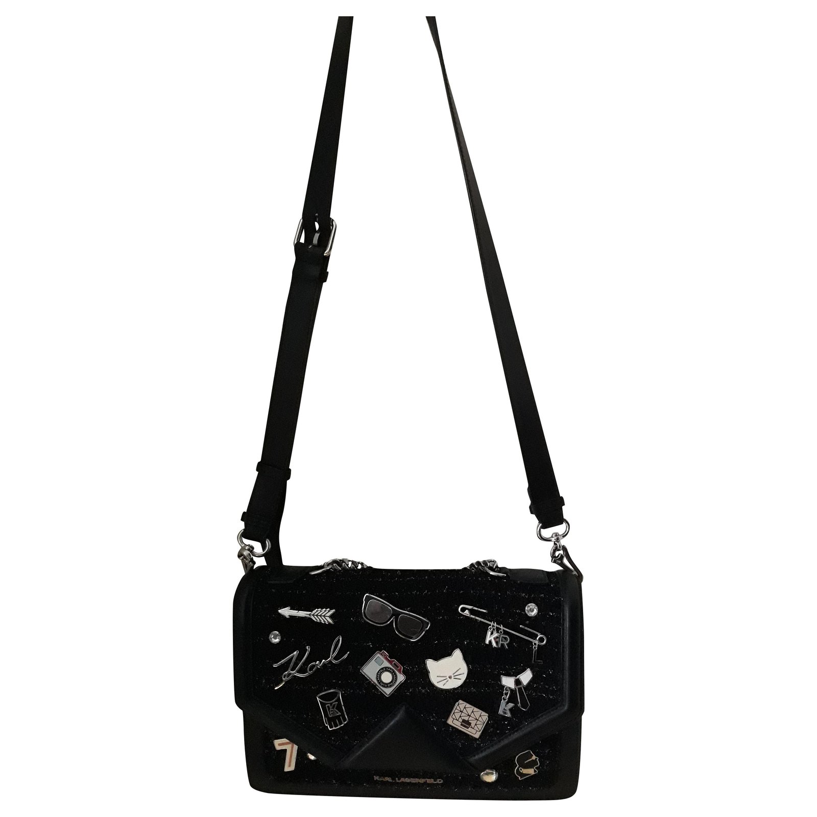Pin Bag with Shoulder Strap - Black