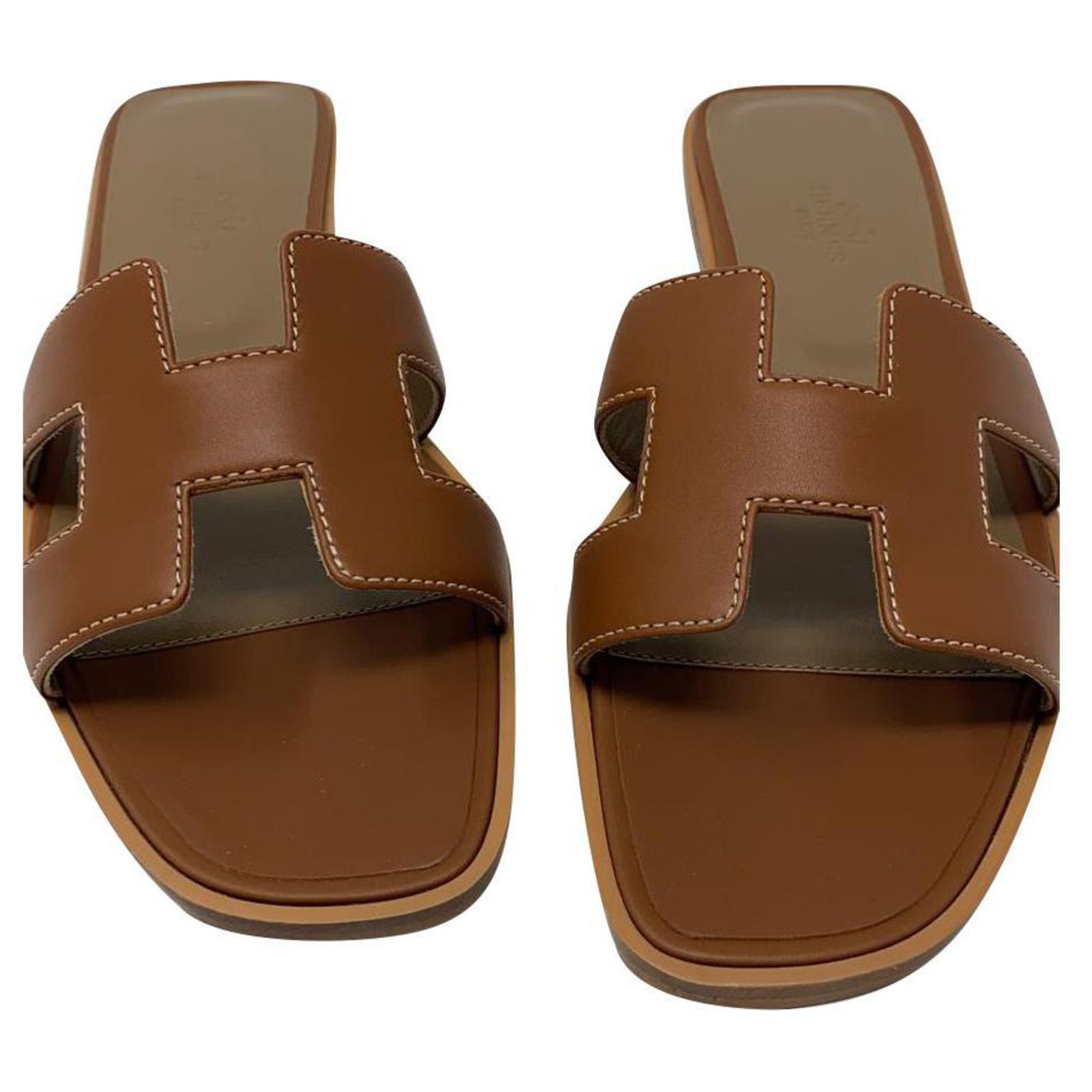 hermes brown flat sandals