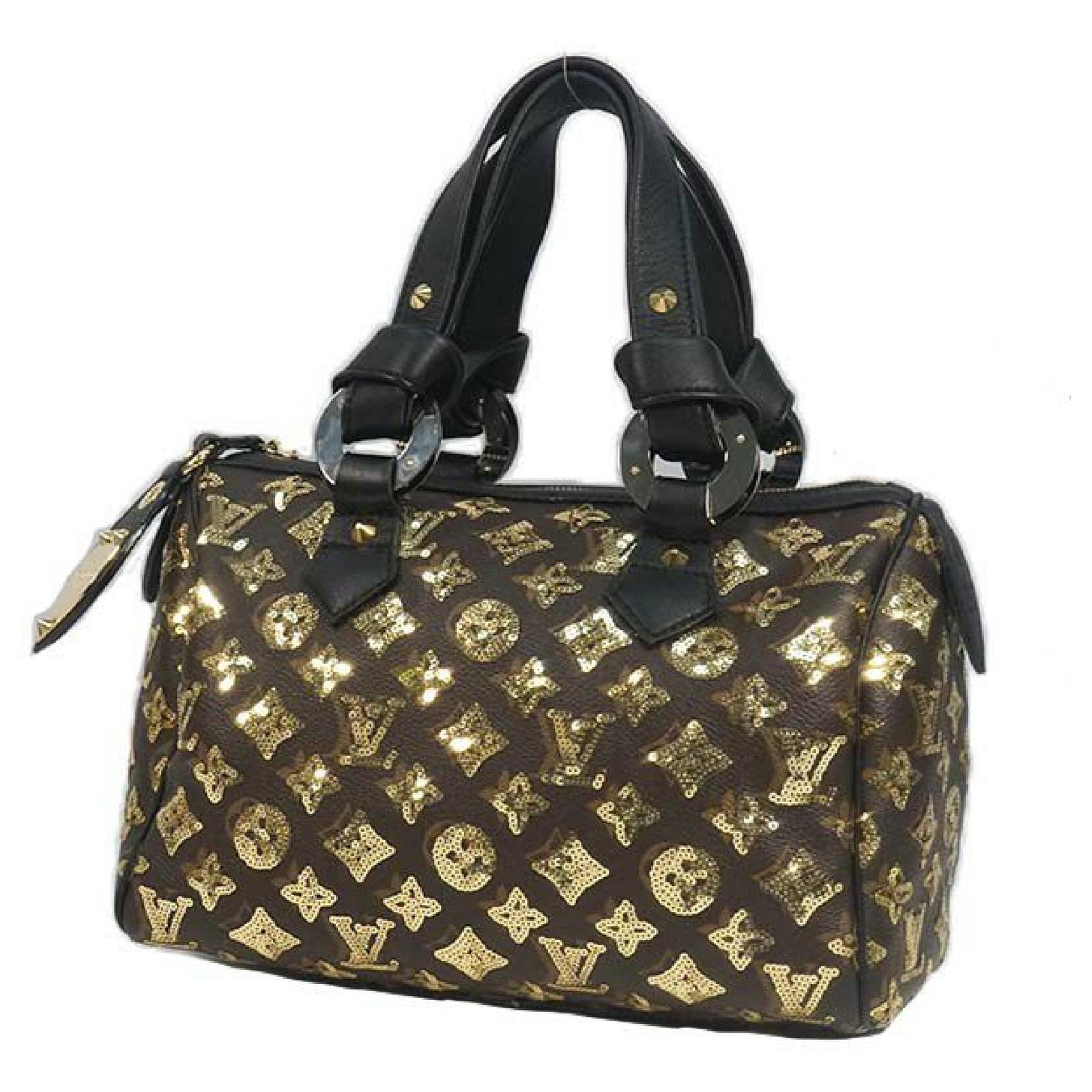LOUIS VUITTON spangle Speedy 30 Womens handbag M40244 black x gold