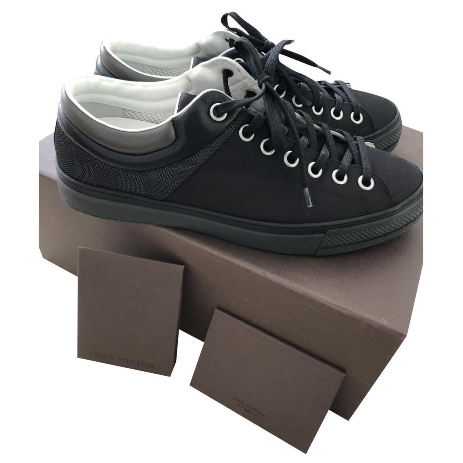 Louis vuitton damier sneakers for men Black Dark grey Cloth ref.221753 -  Joli Closet