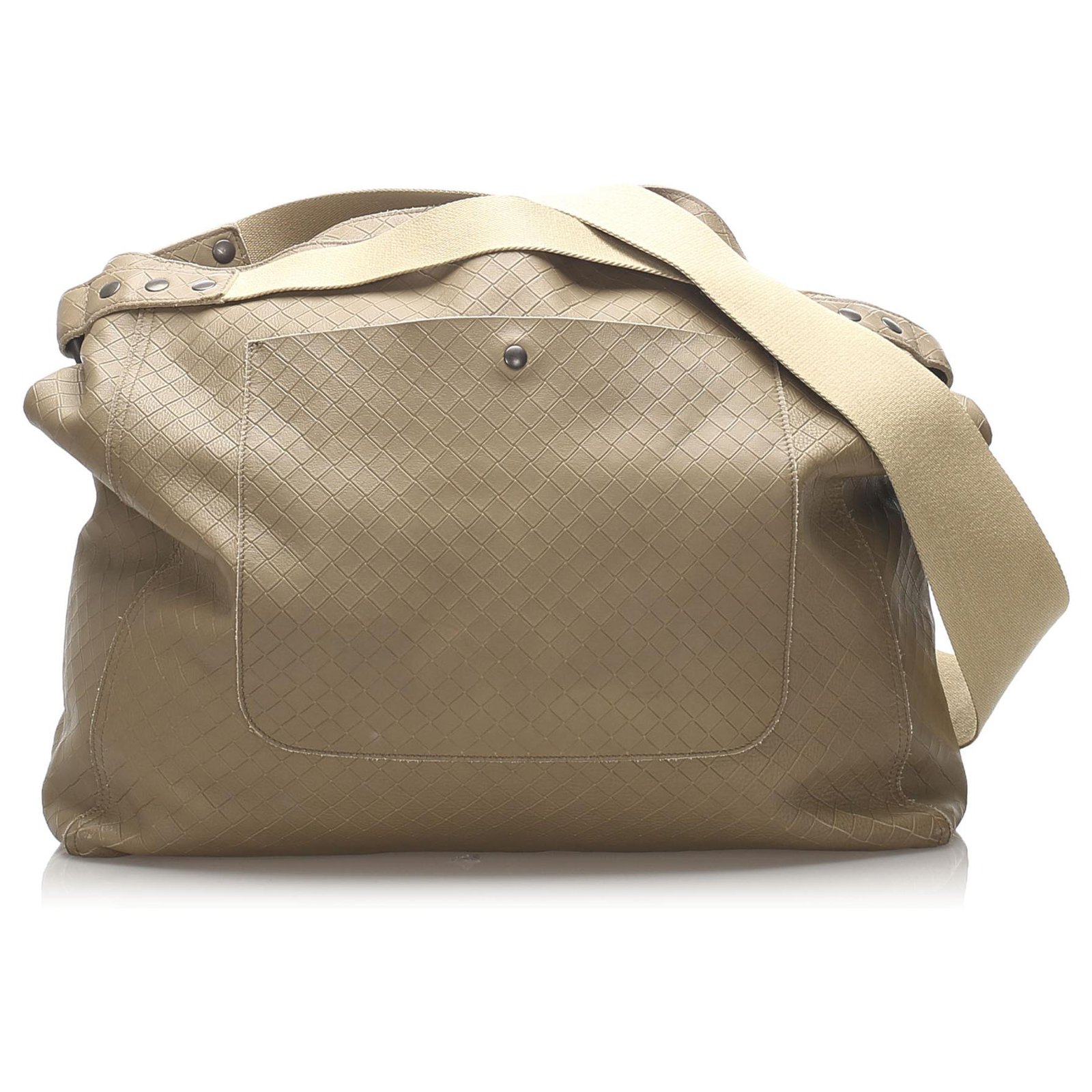 Bottega Veneta Brown Intrecciomirage Leather Travel Bag Beige Cloth ...