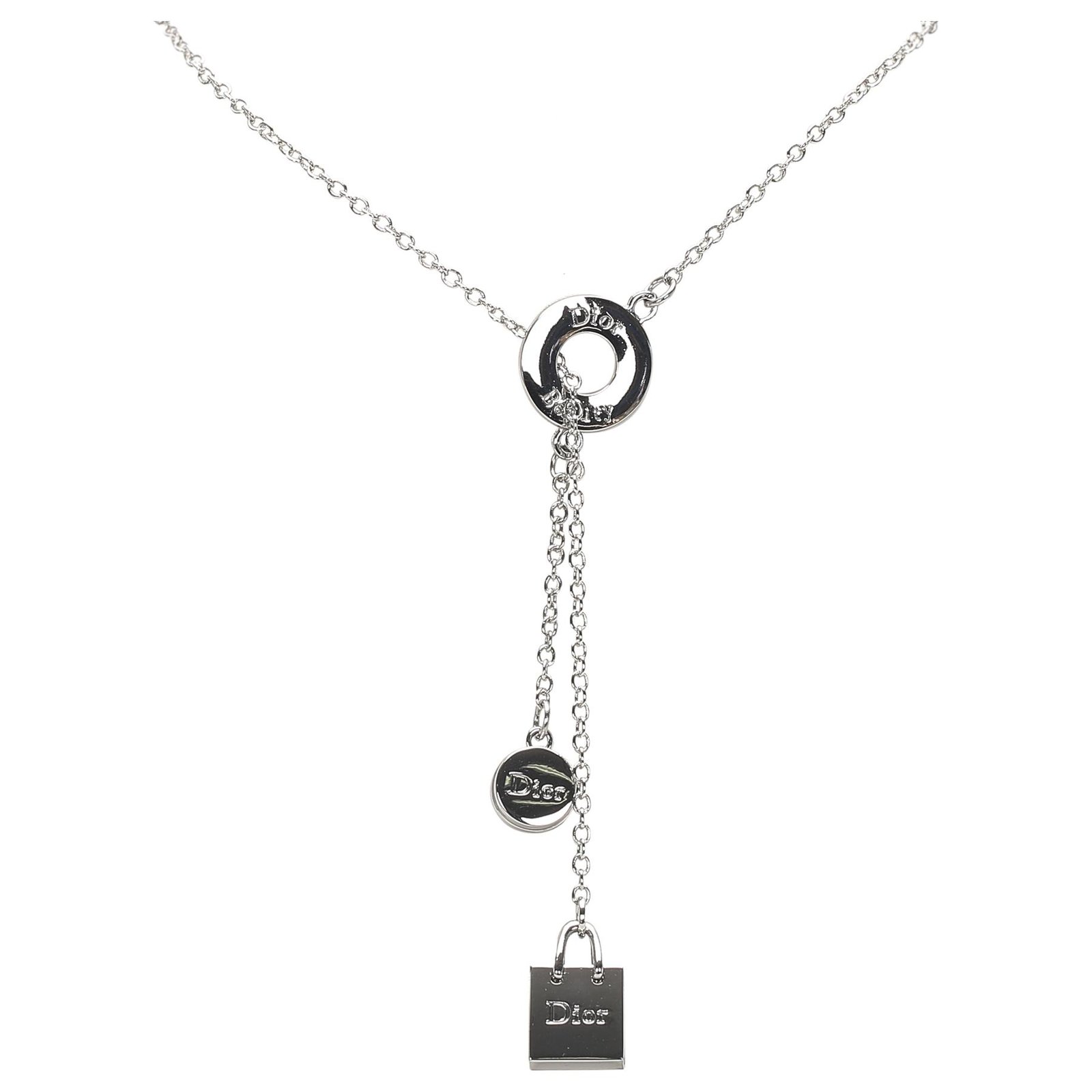dior silver necklace
