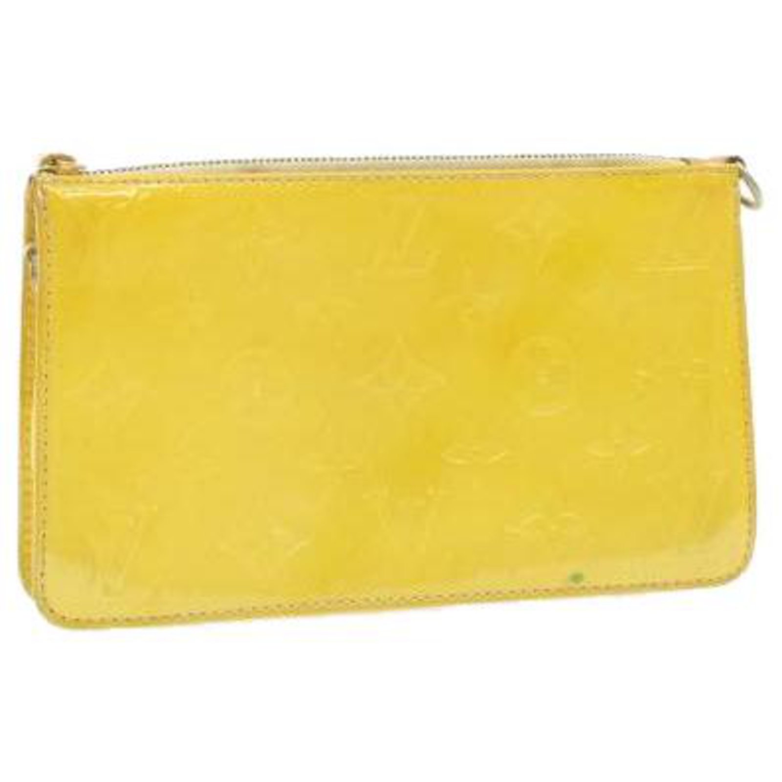 yellow patent clutch bag