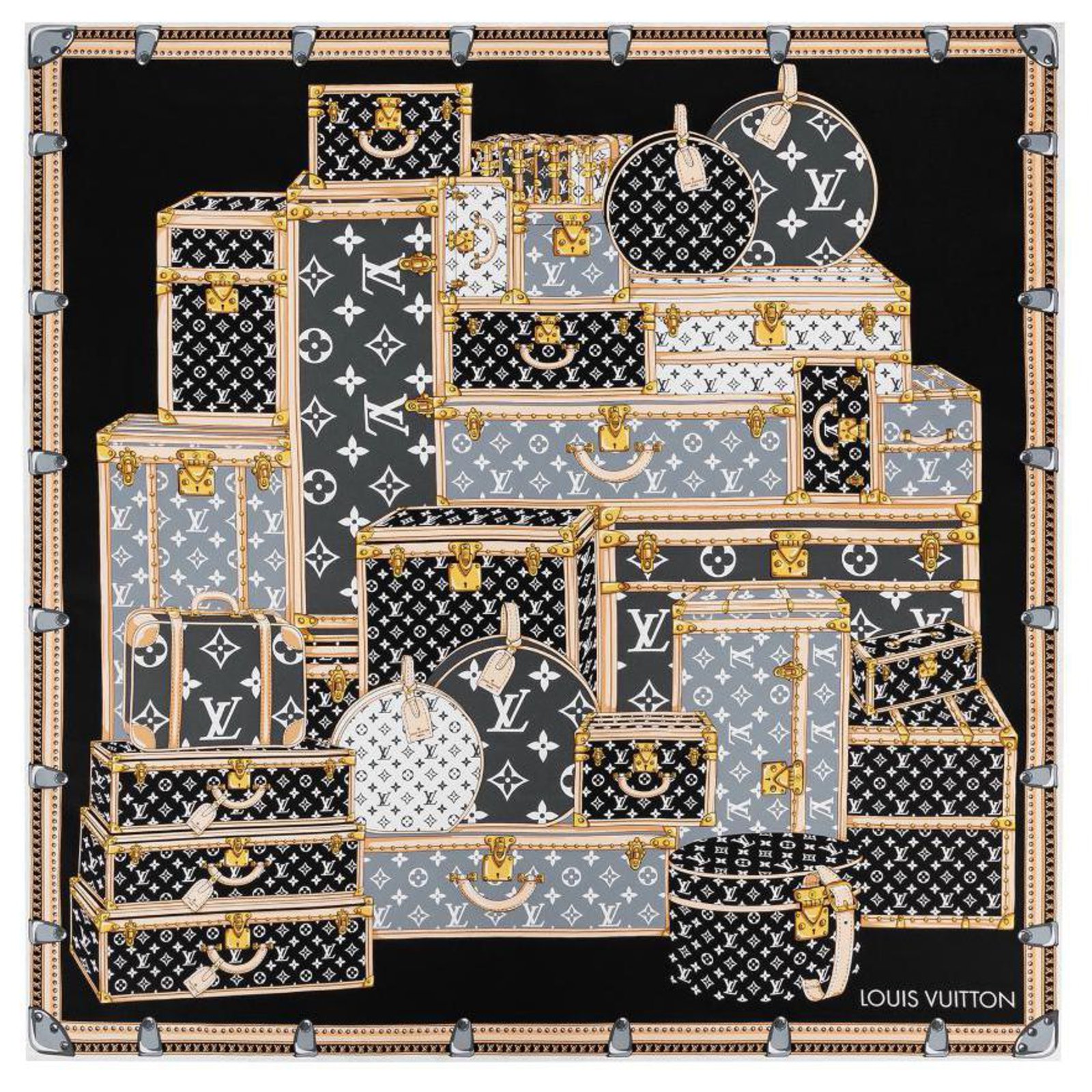 Louis Vuitton LV foulard Let's Go new Black Silk ref.222696 - Joli