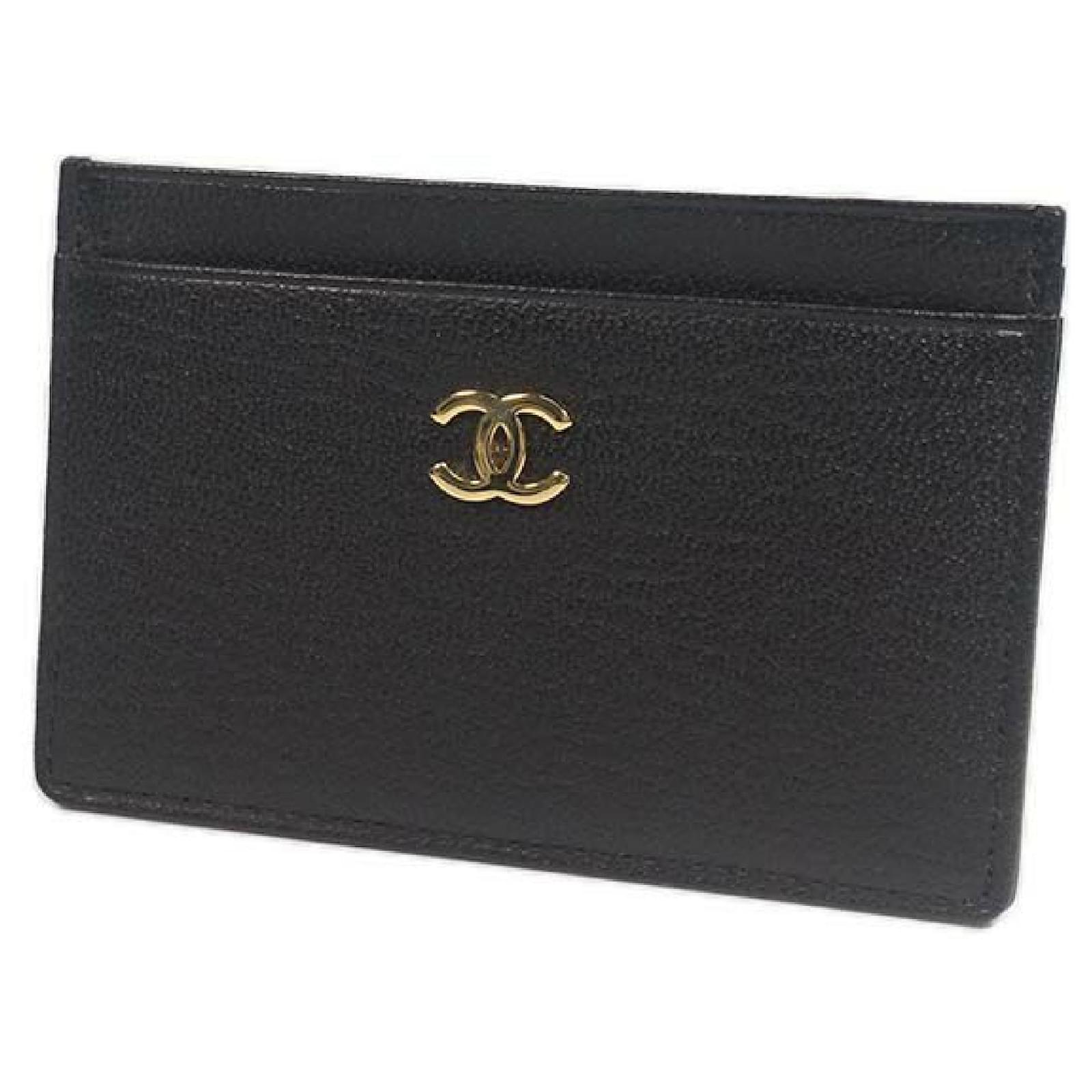 CHANEL business card case coco mark Womens card case A11837 black x gold  hardware Leather ref.222750 - Joli Closet