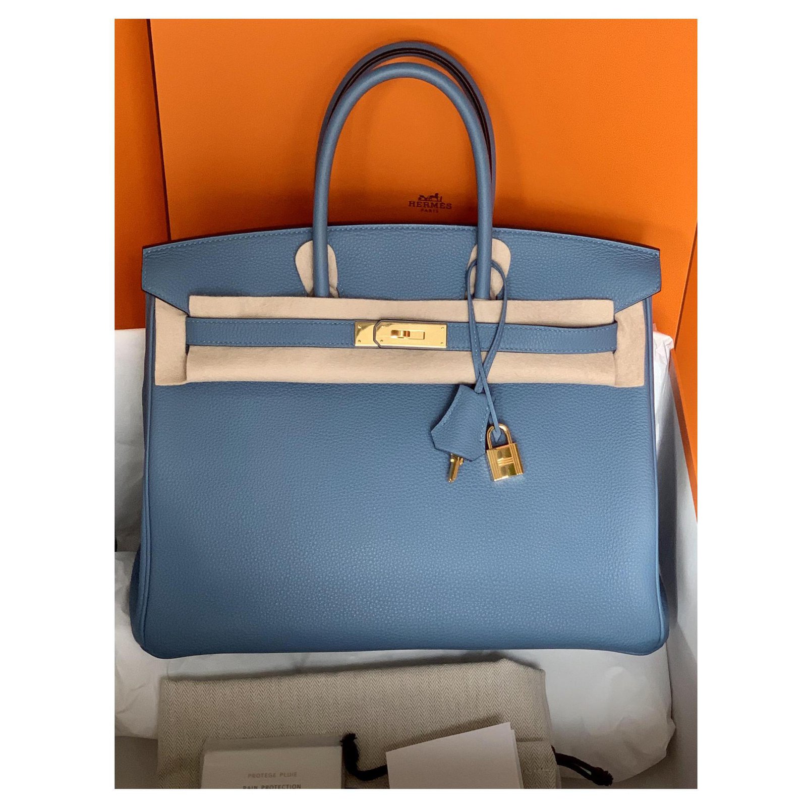 Hermès Birkin 35 Togo GHW Blue Leather ref.222785 - Joli Closet