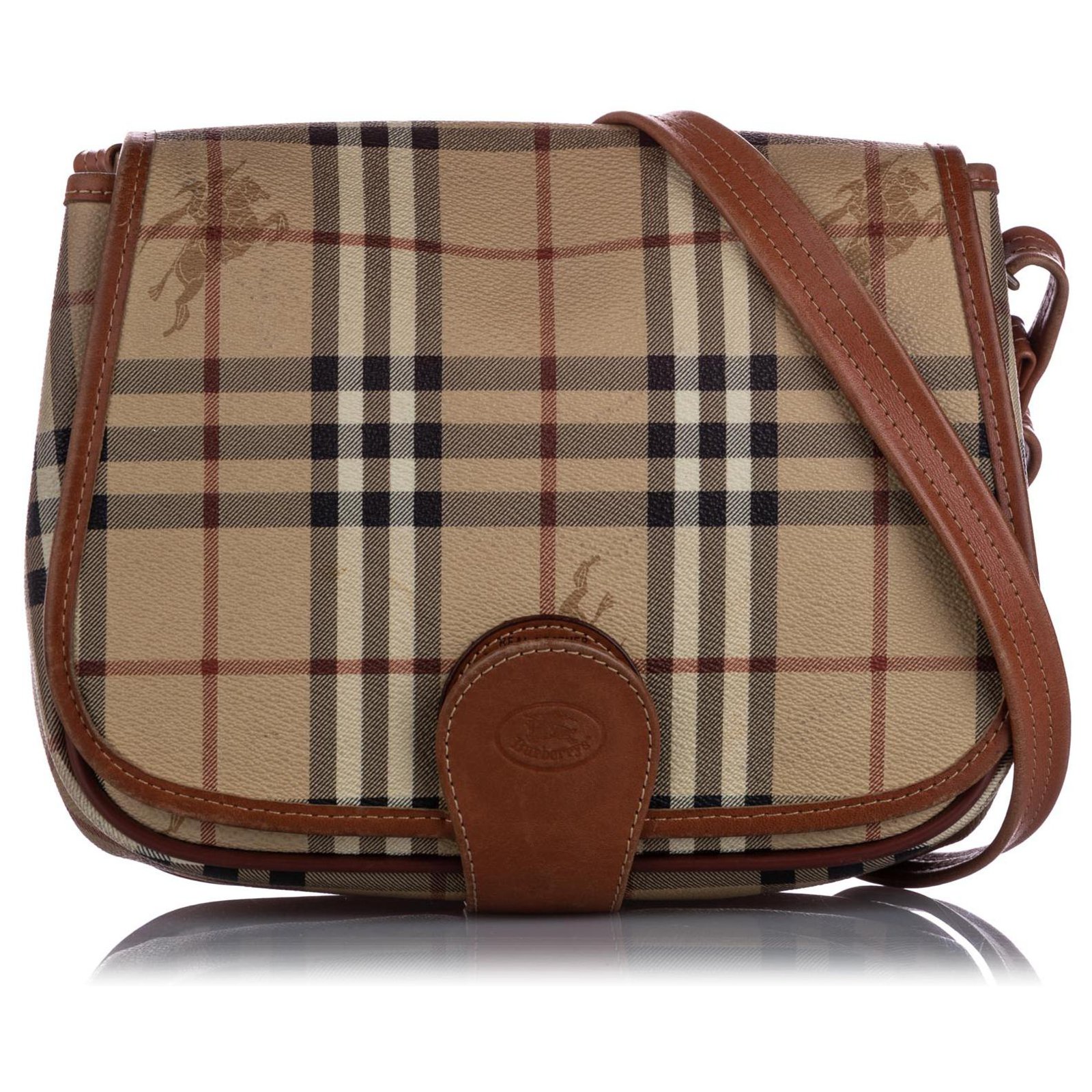 Burberry Brown Monogram Leather Clutch Bag Beige Pony-style calfskin  ref.448297 - Joli Closet