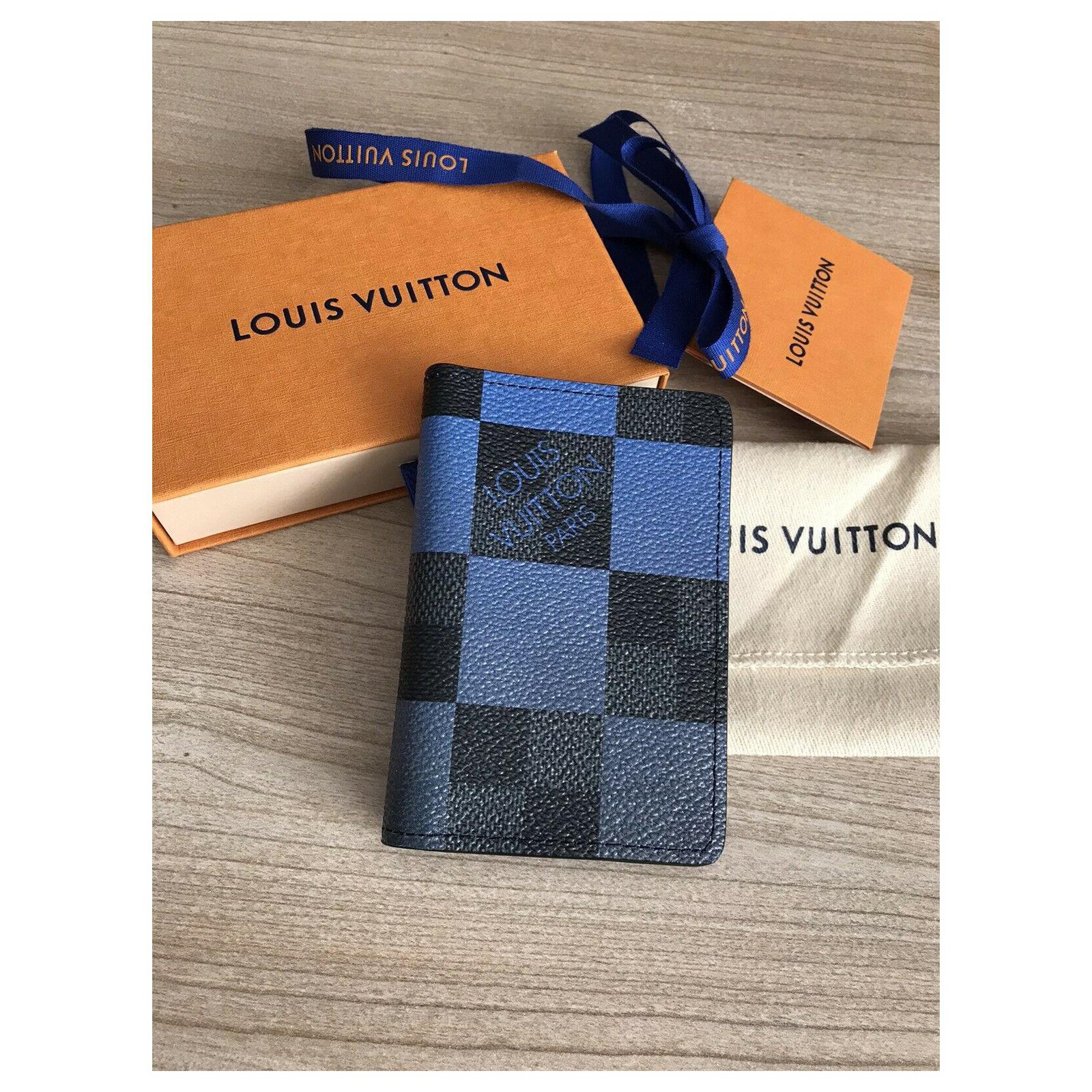 Louis Vuitton Pocket Organizer Damier Azur NM White/Blue in Canvas - US