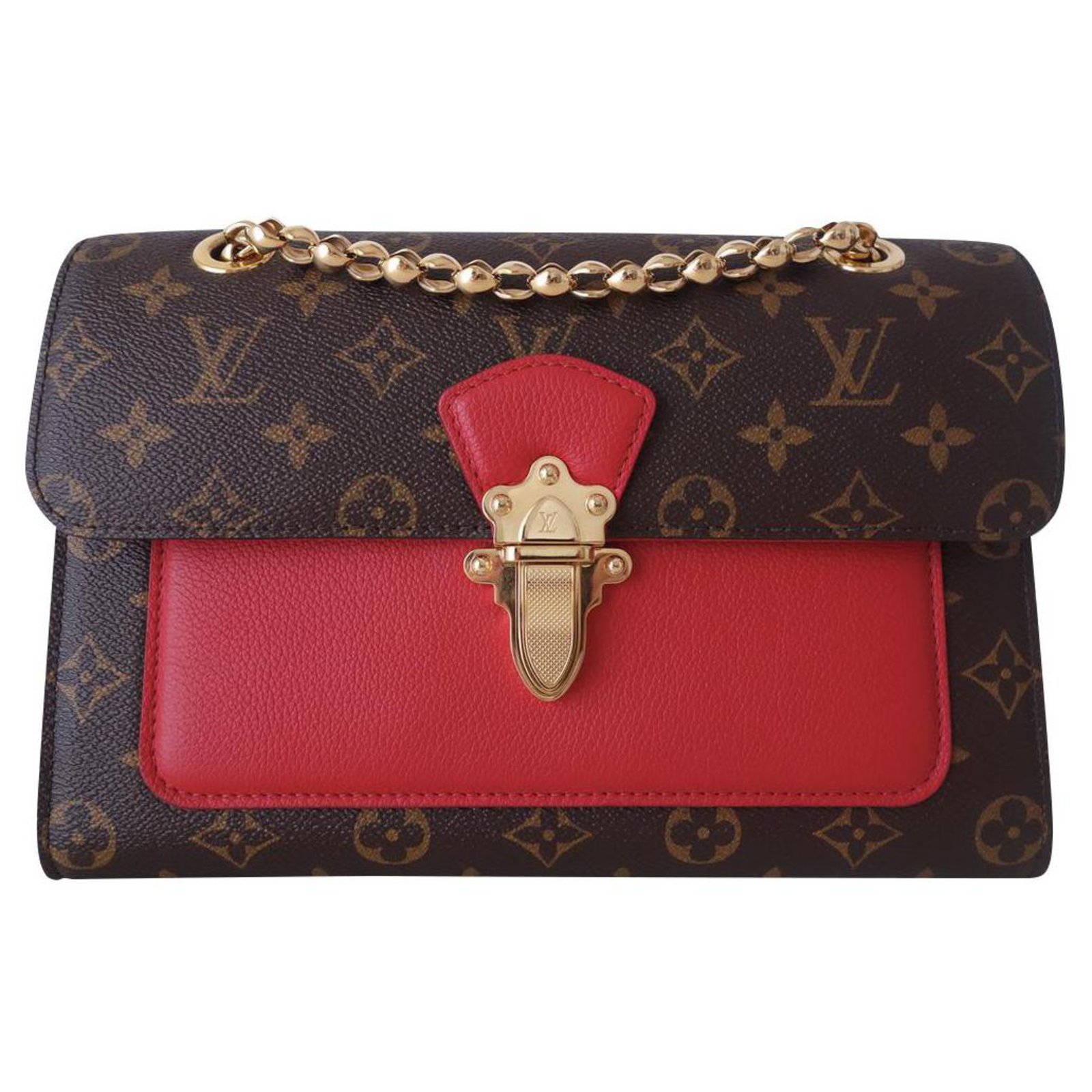 Louis Vuitton VUITTON VICTORY BAG Brown Red Leather Cloth ref.223451 - Joli  Closet