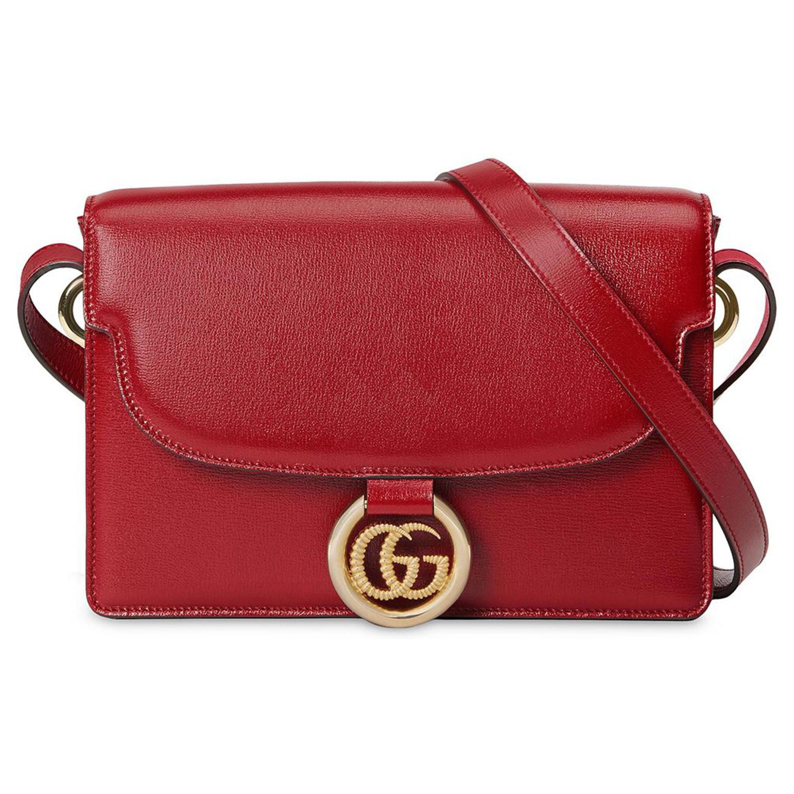 Gucci Red GG Ring Leather Shoulder Bag Pony-style calfskin ref.223620 ...