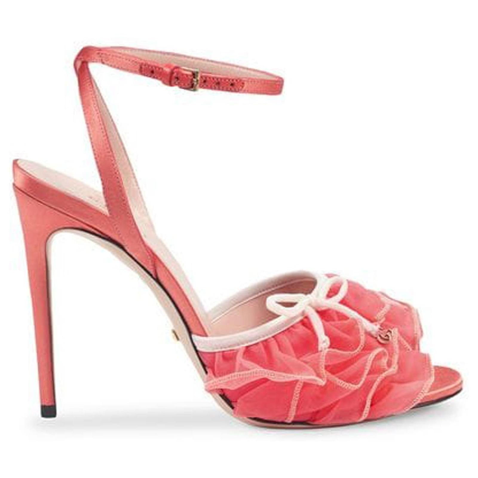 Sandalias de tul rosa con GG de Gucci Blanco Paño Satén ref.223746 - Joli  Closet