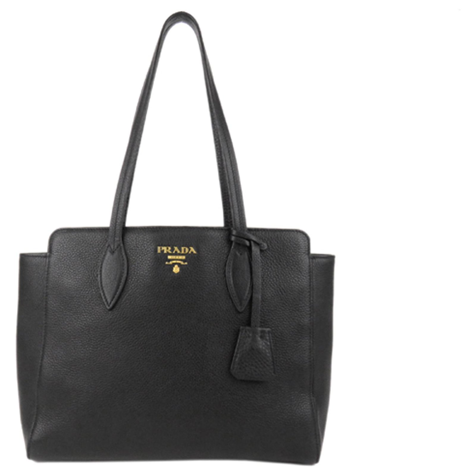 Prada Black Vitello Phenix Tote Bag