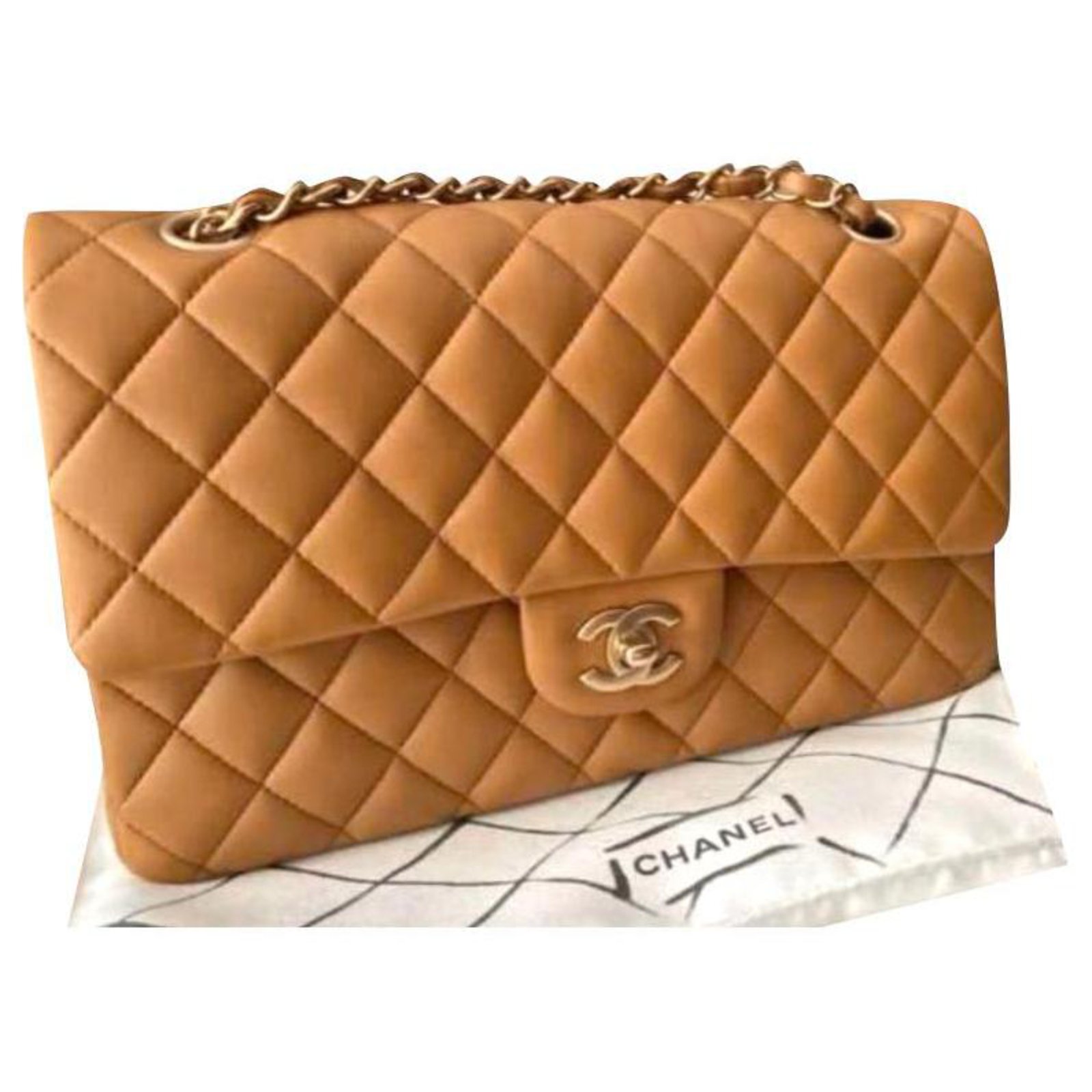 Chanel medium Timeless classic lined flap bag Caramel Leather ref.224847 -  Joli Closet