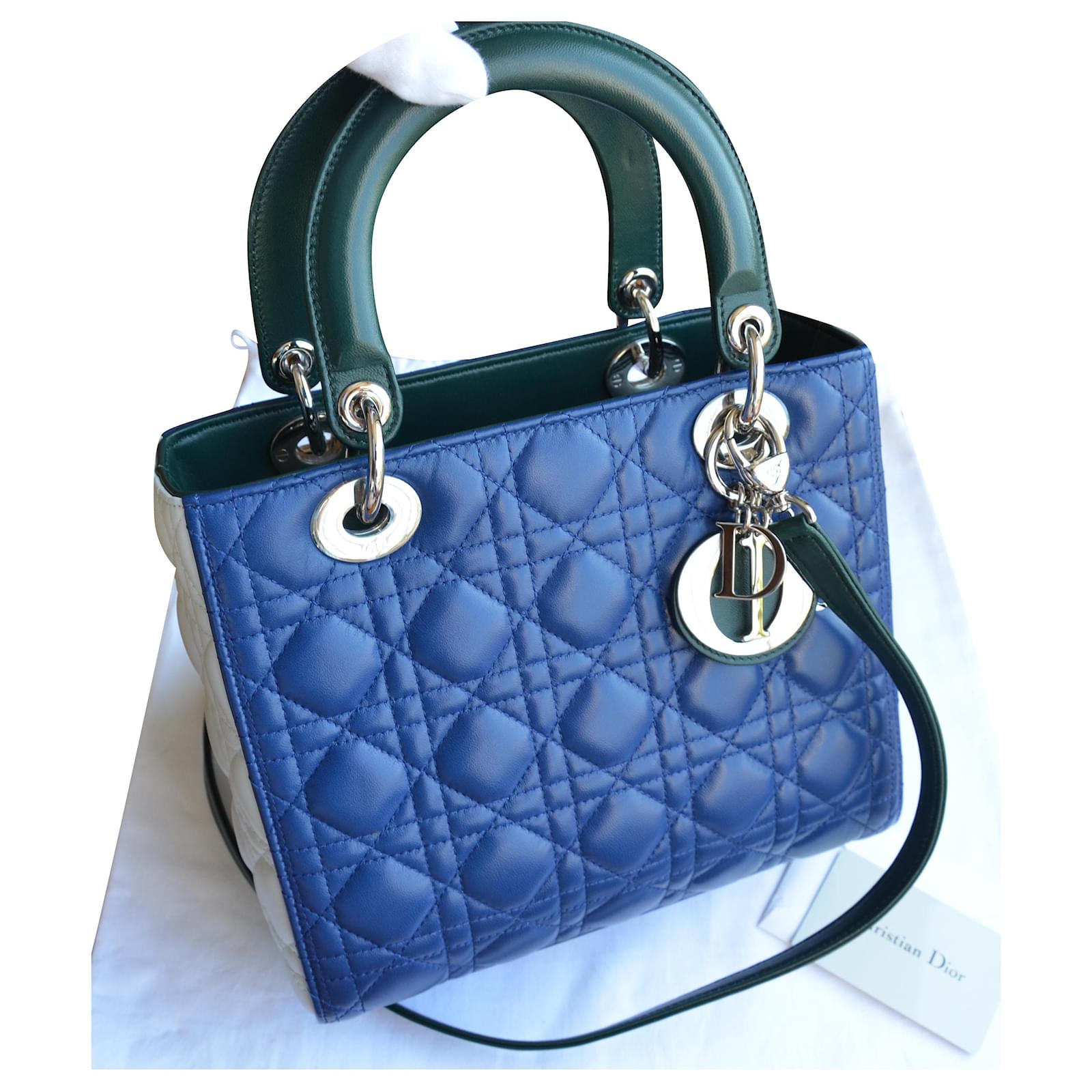 Borsa micro Lady Dior Pelle di agnello Cannage blu acceso | DIOR