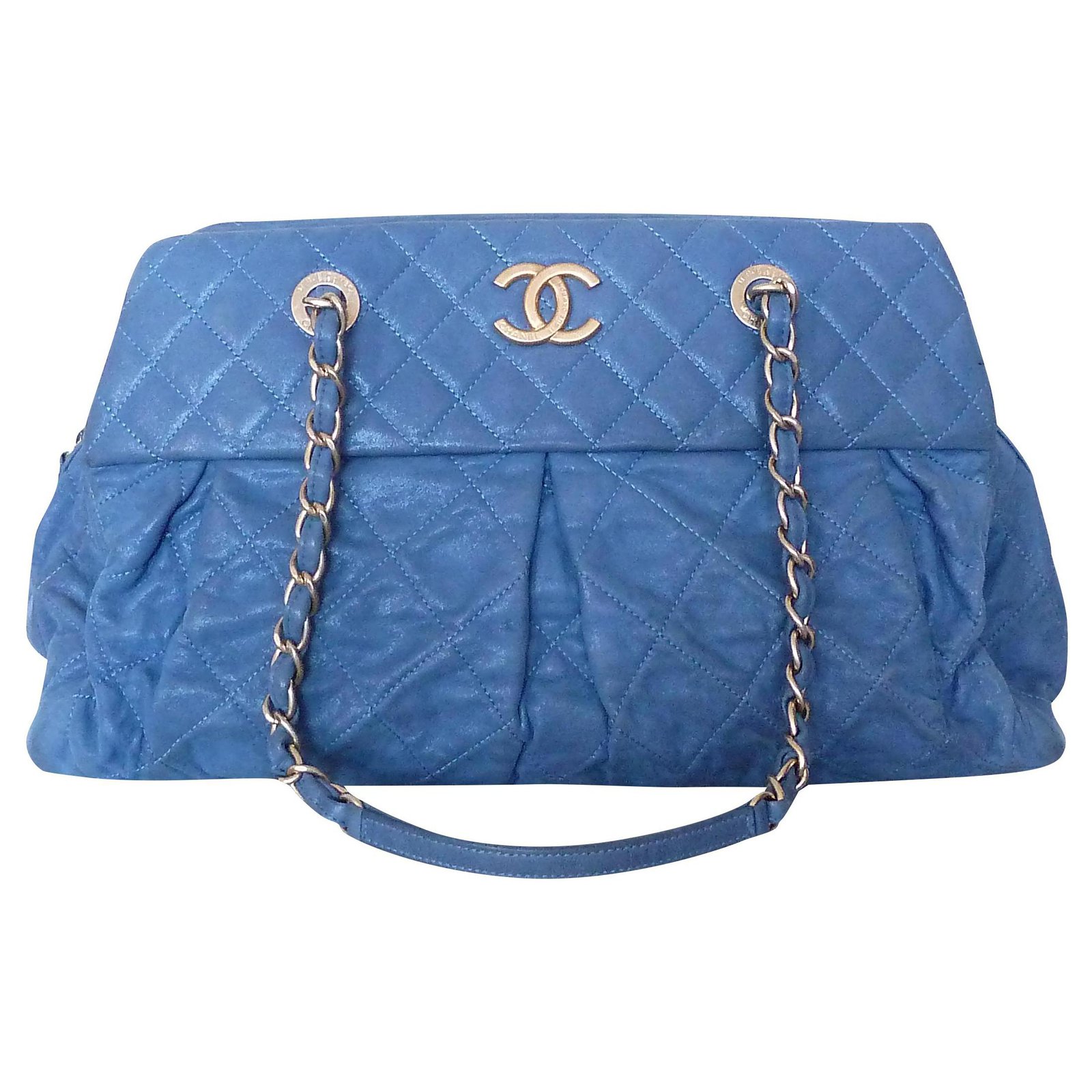 Chanel 2 Way Bowling Bag, Canvas, Navy SHW - Laulay Luxury