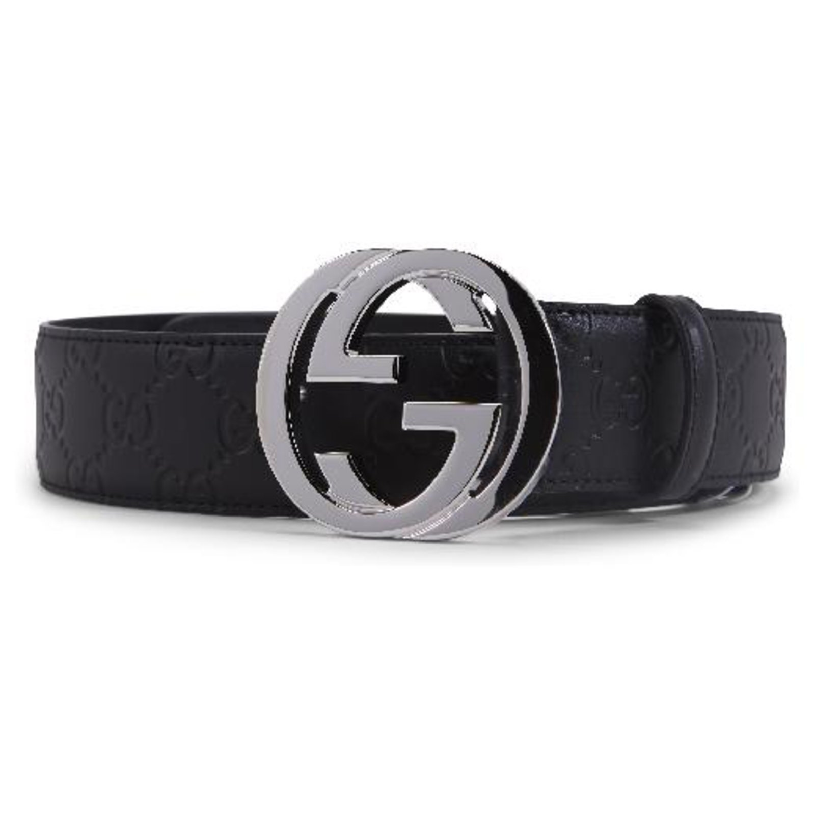 Gucci Black Leather Interlocking Guccissima Belt Size 105 ref.225398 ...