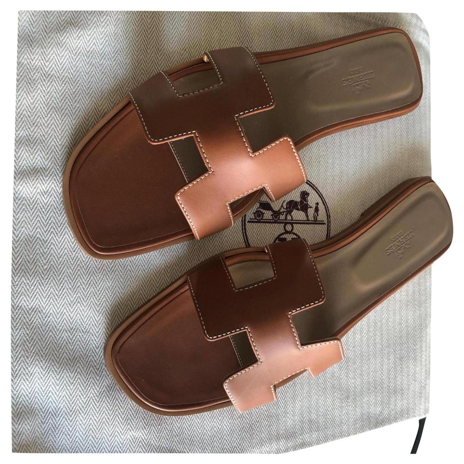 hermes sandals brown