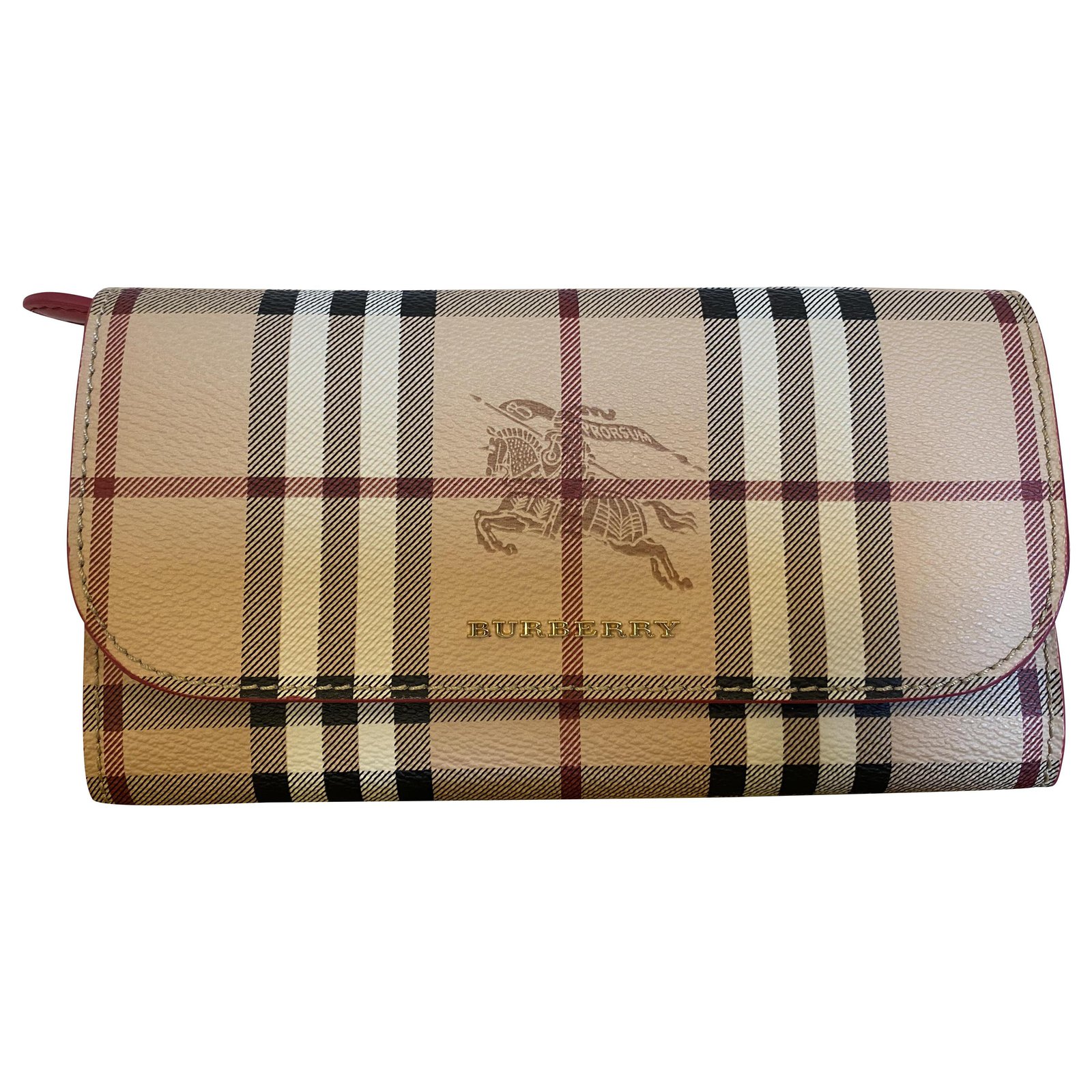 Burberry Haymarket Check and Leather Slim Continental Wallet Pink ref ...