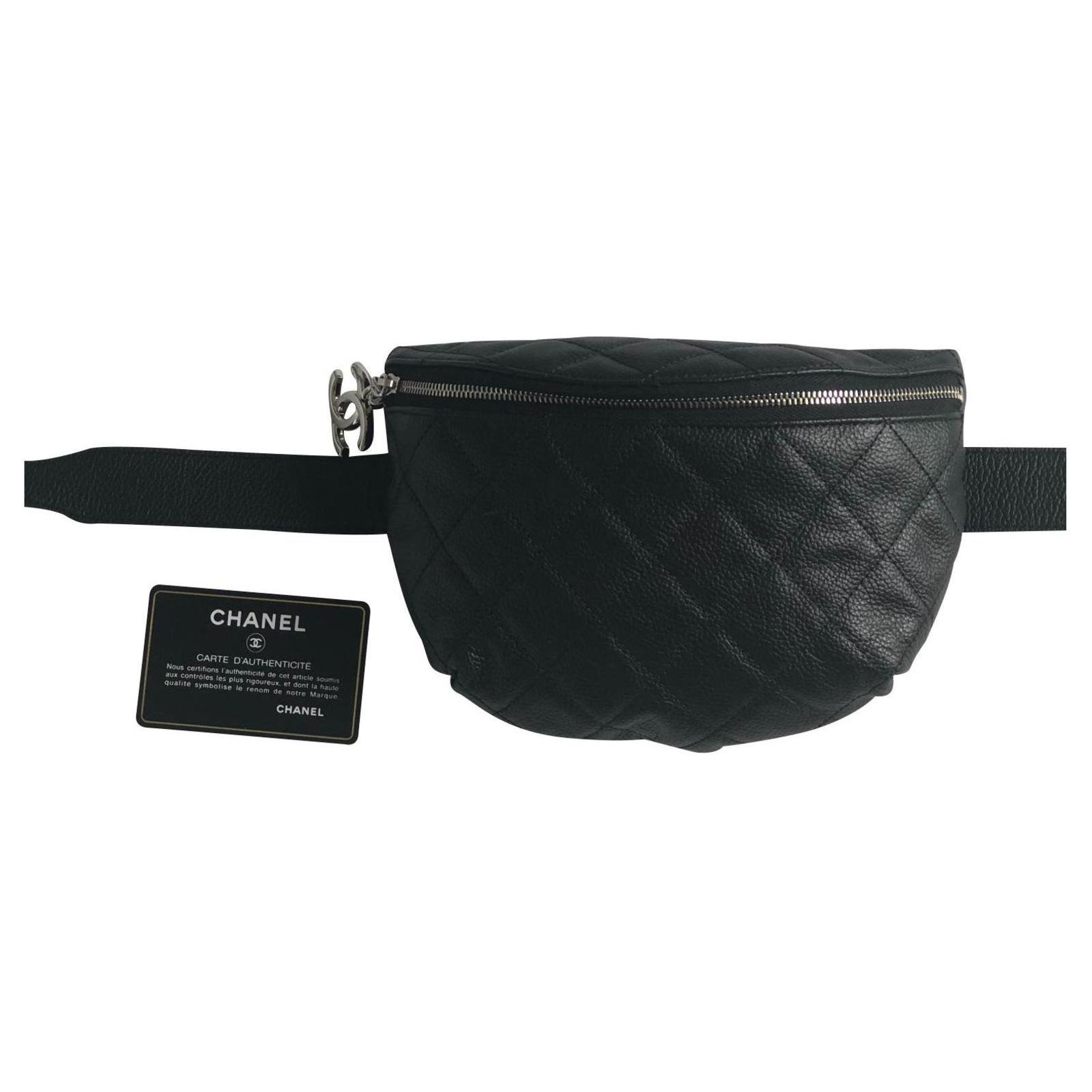 chanel quilted belt bag black