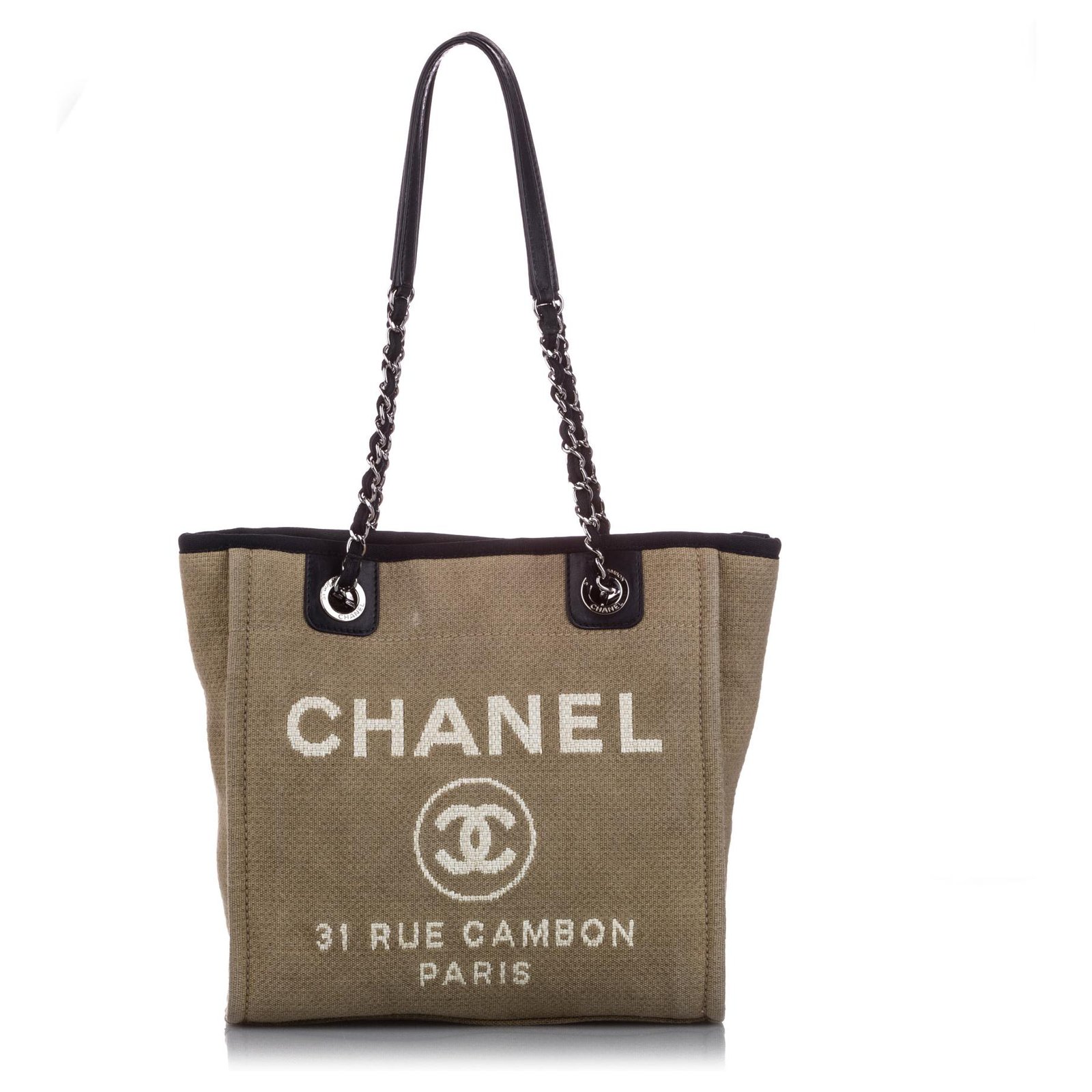 chanel canvas tote beige