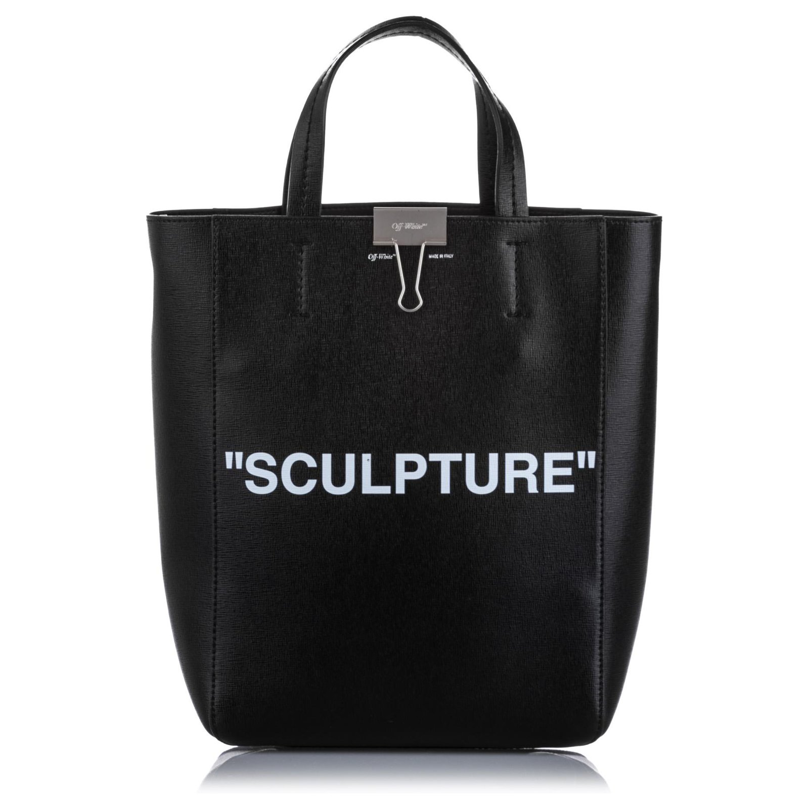 Off White Black Medium Sculpture Leather Tote Bag Pony-style