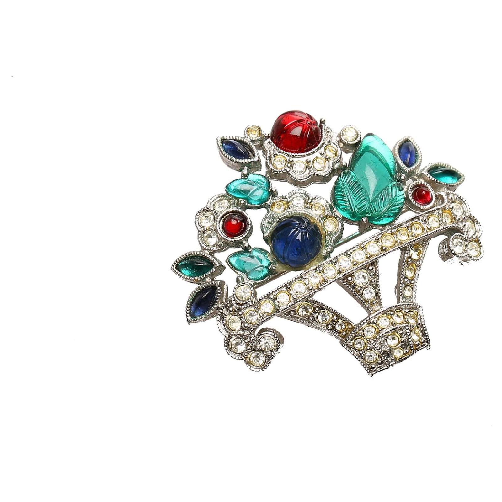 Broche Strass Multicolore Vintage Du Japon - 6.3 Cm, Excellent état - Occasion