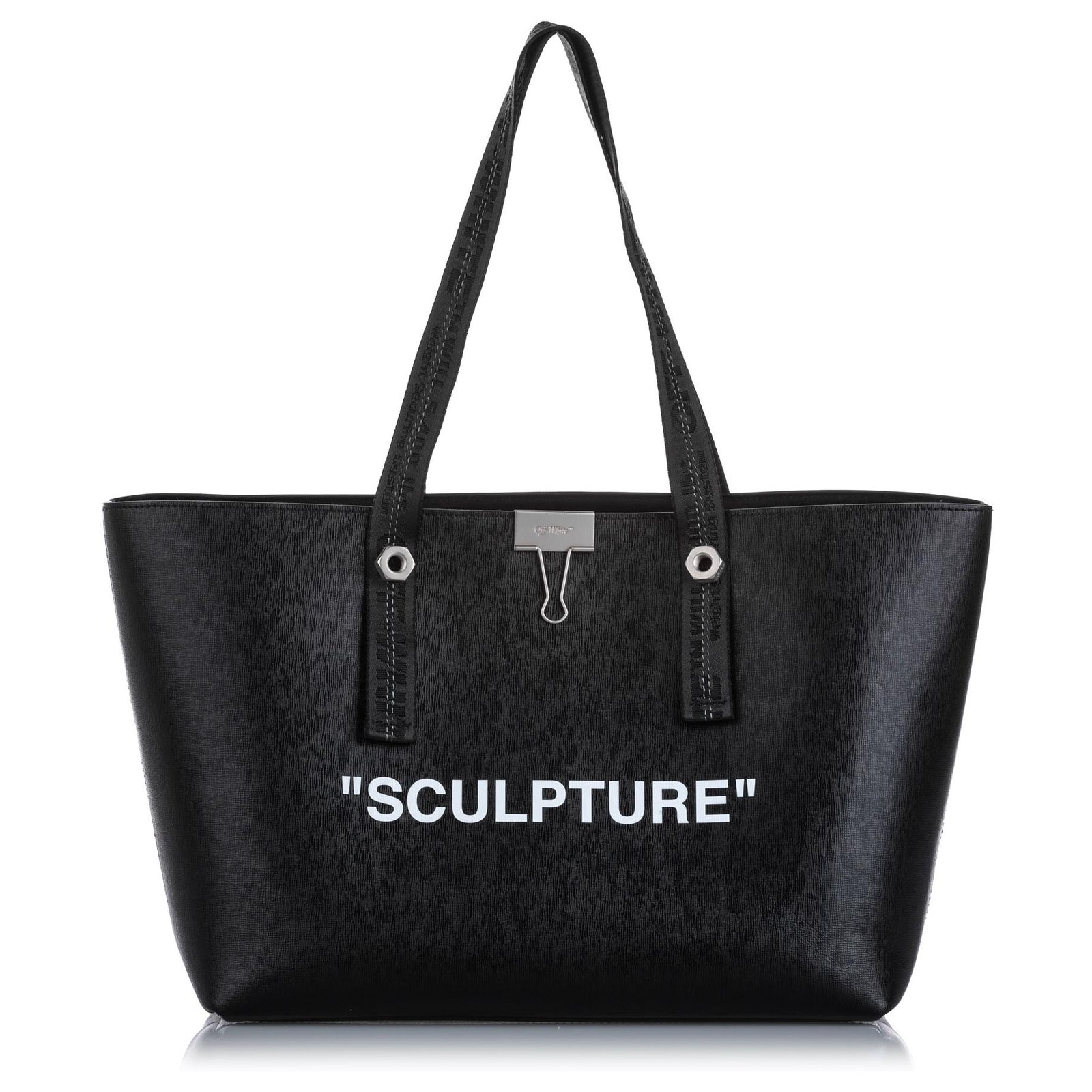 Off White Black Sculpture Leather Tote Bag Pony-style calfskin ref.226364 -  Joli Closet