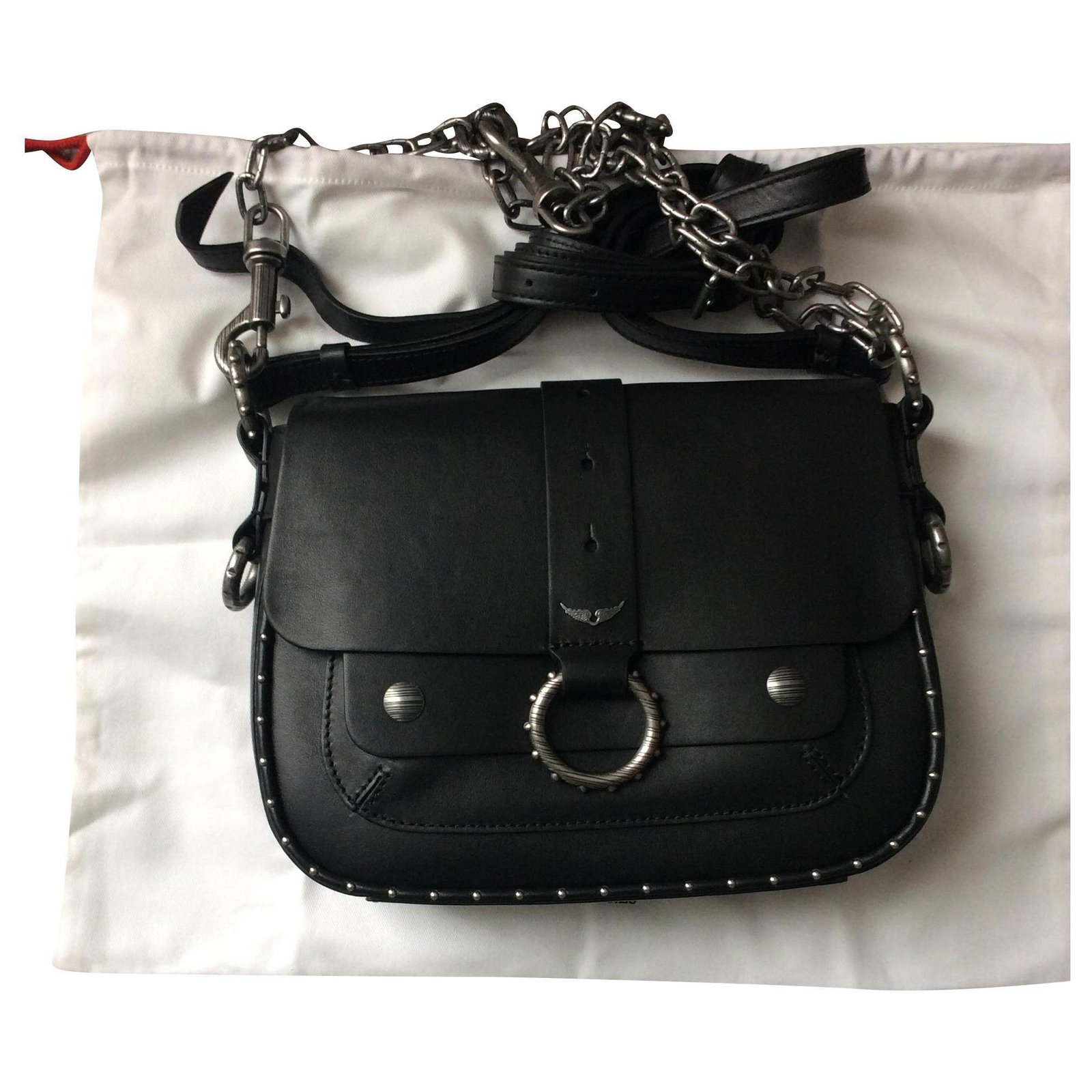 Zadig & Voltaire Stud-detailed Shoulder Bag in Black