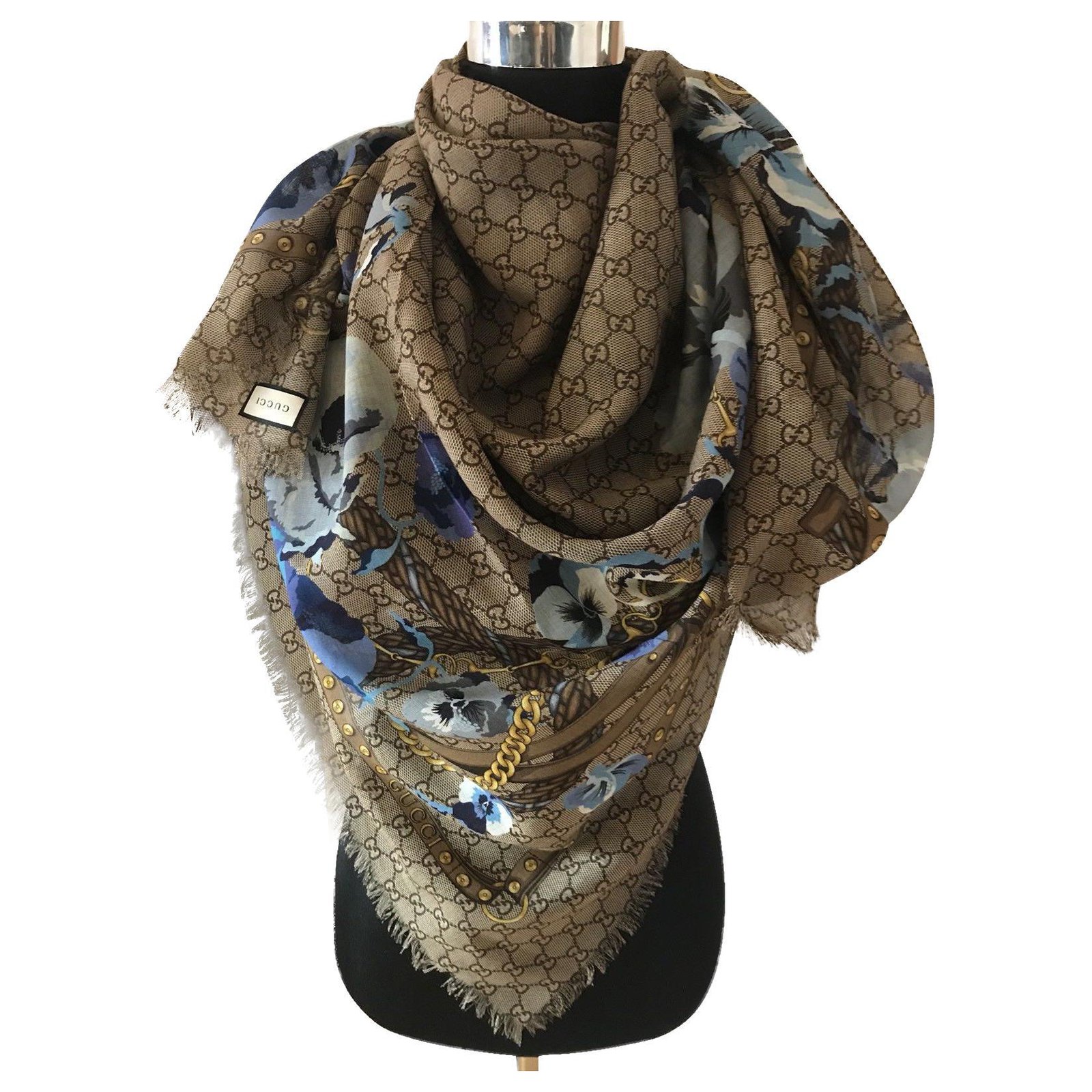 gucci bloom scarf new Blue Beige Wool ref.226996 - Joli Closet