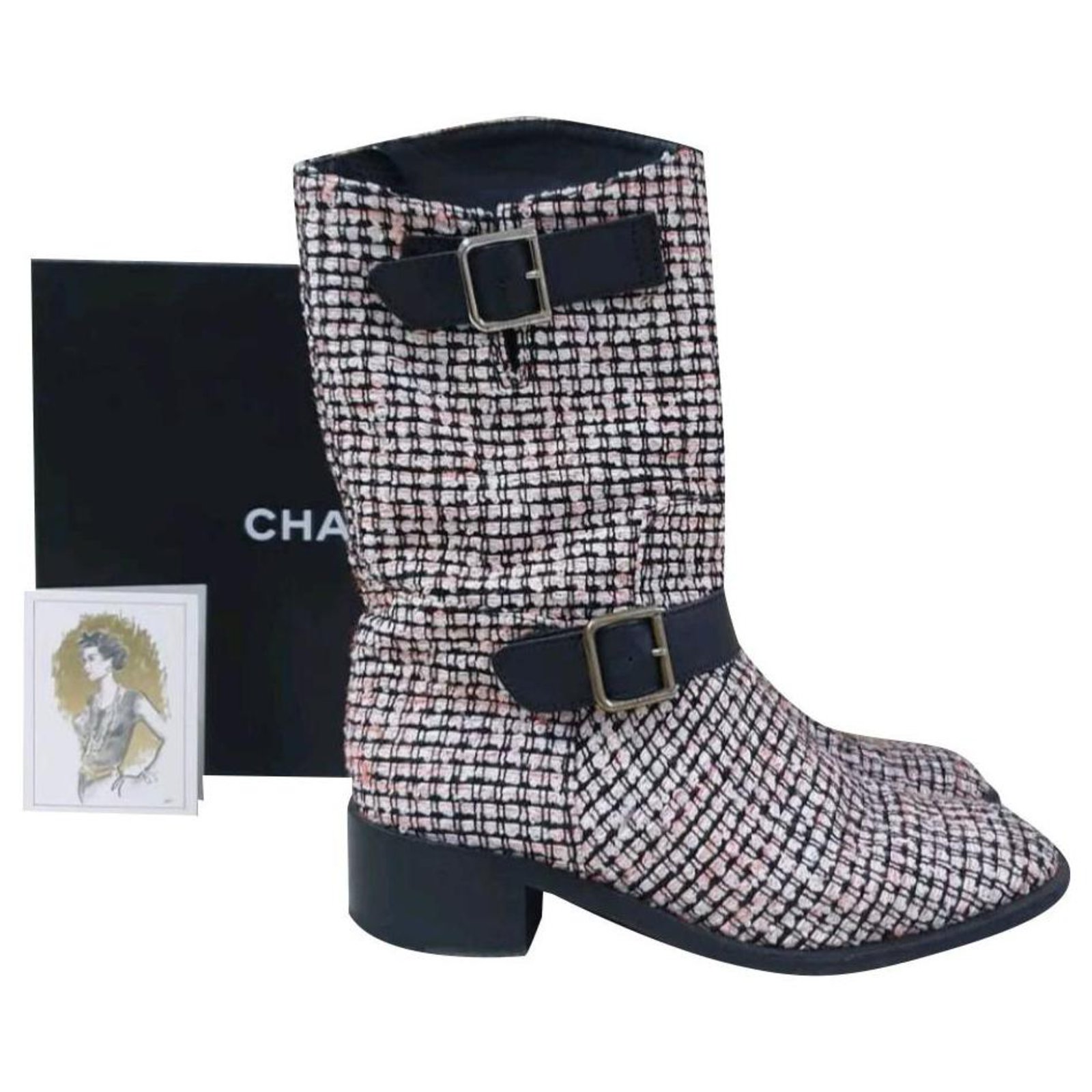 chanel tweed ankle boots