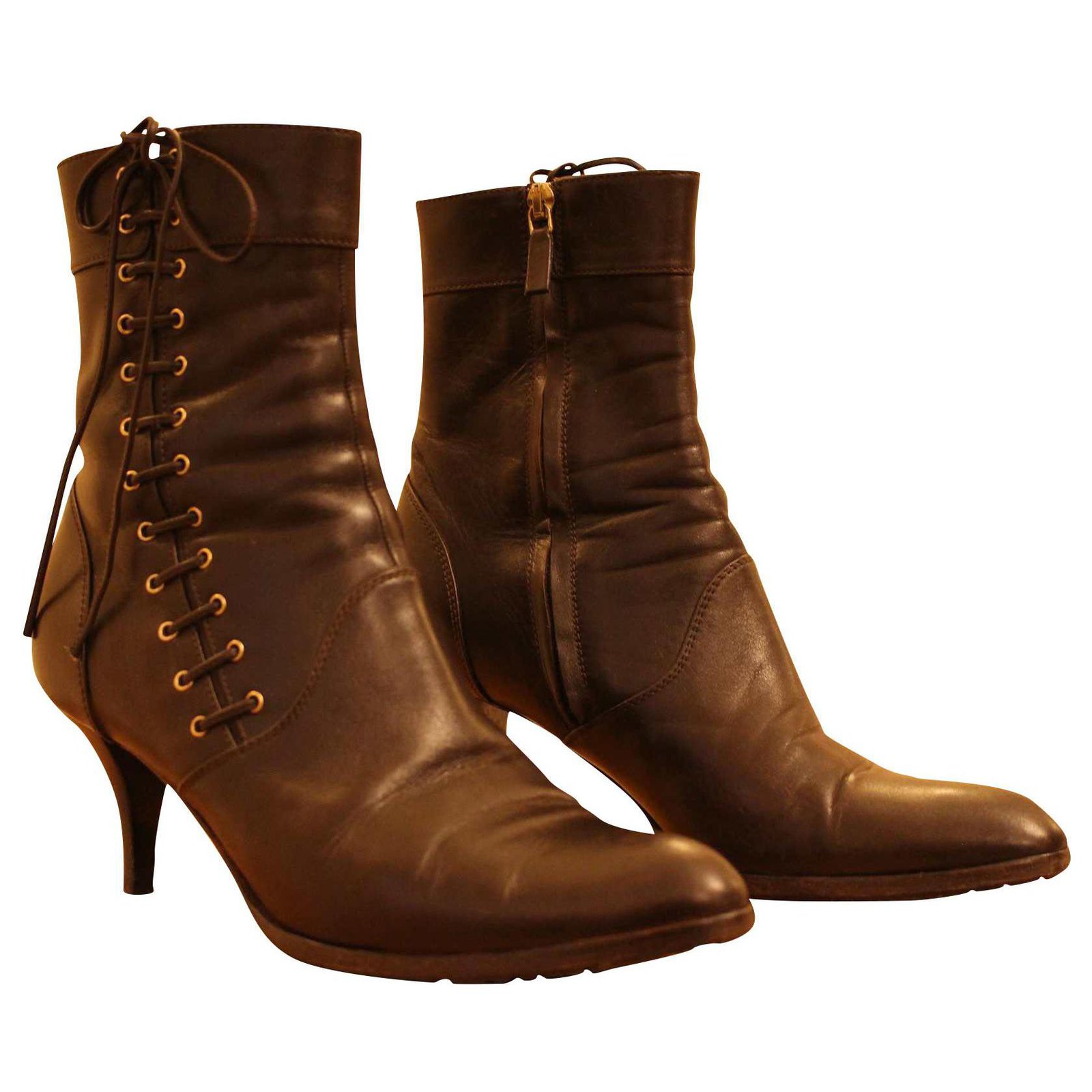 Brown Victorian Lace up Ankle Boots 