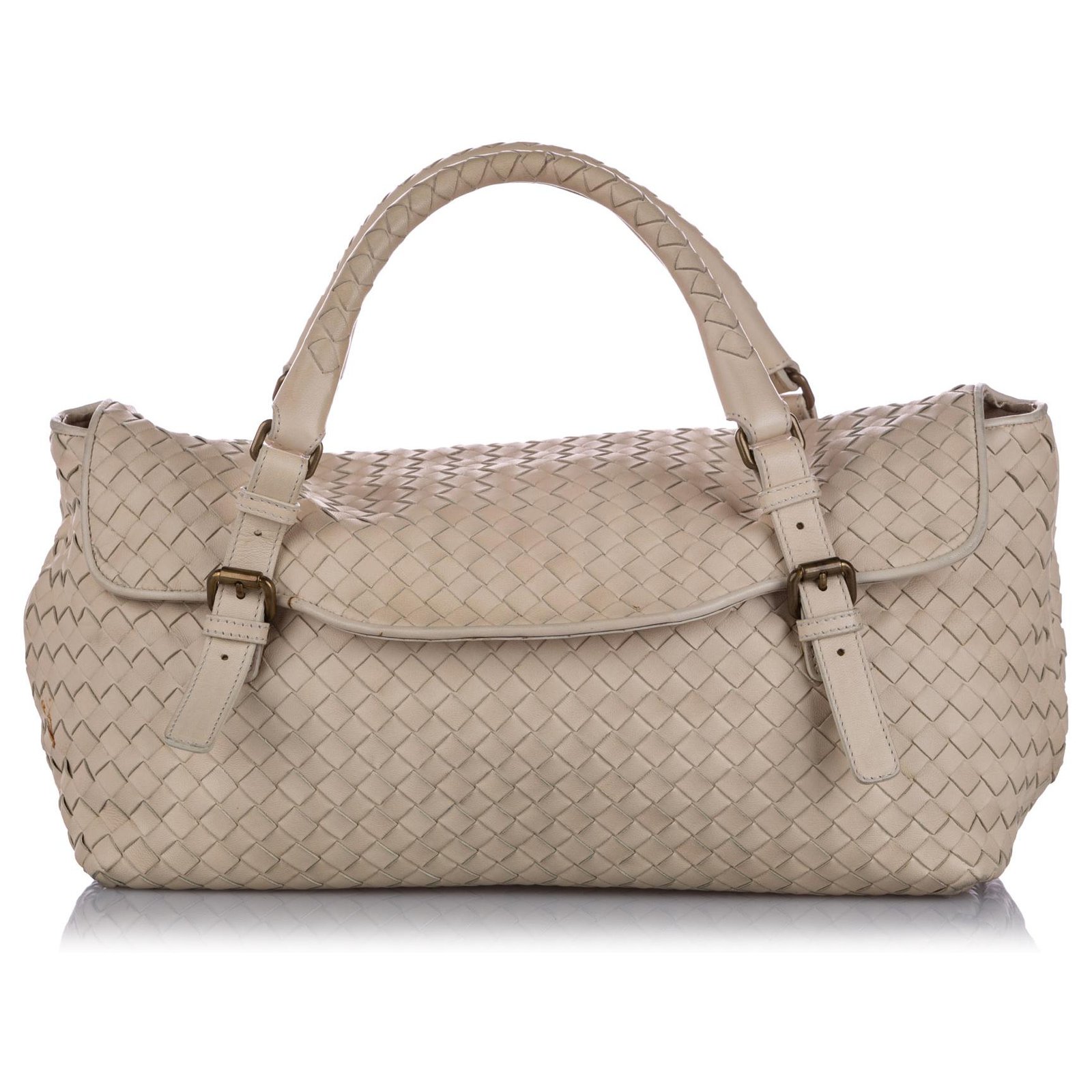 Bottega Veneta Brown Brera Ombre Leather Handbag Beige Pony-style