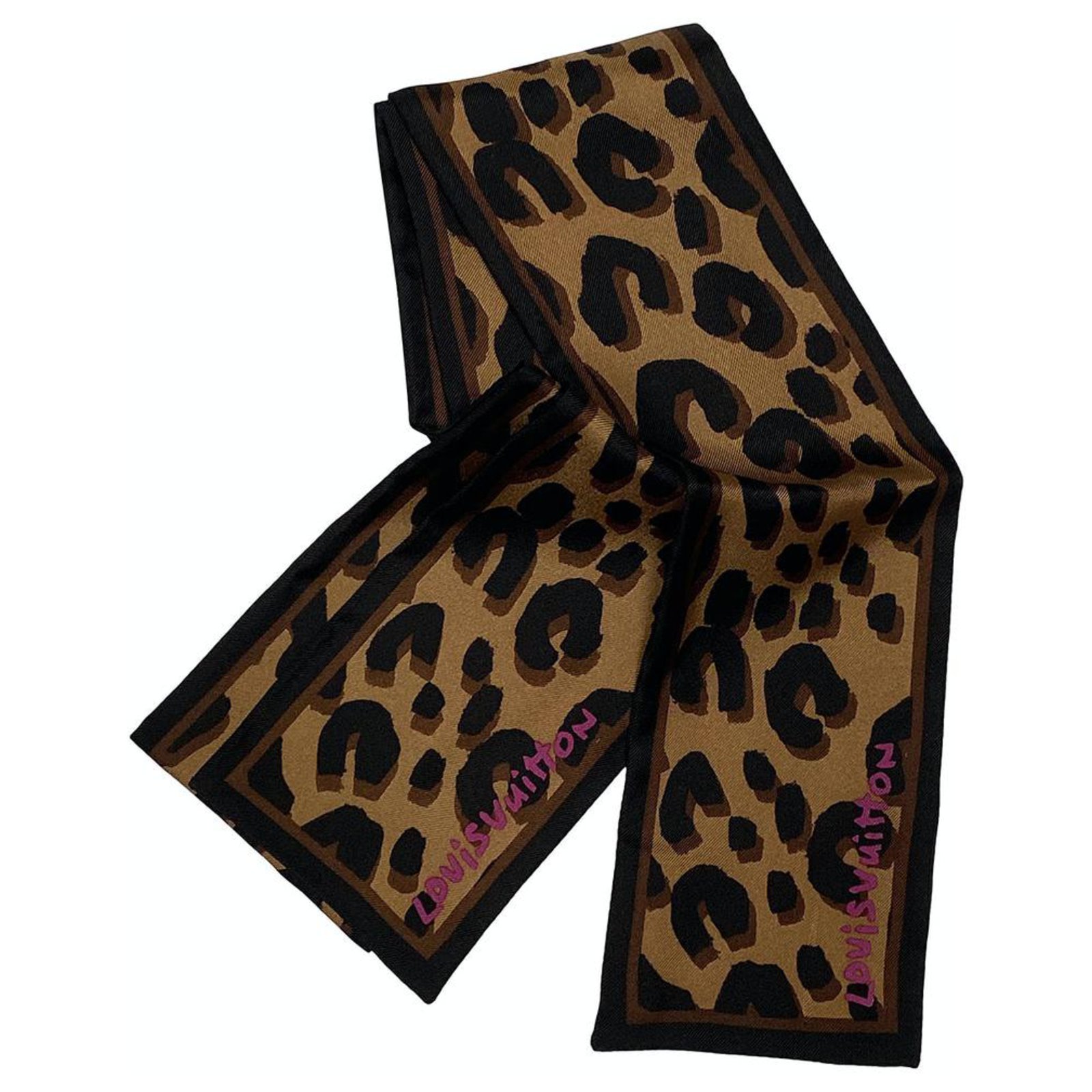 Louis Vuitton Bandeau Leopard Scarf Silk 100% Women's Accessory